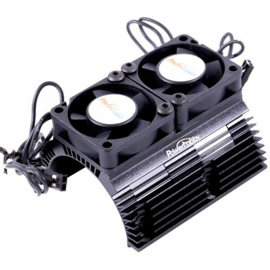 Power Hobby PH1289BLACK High Performance Heat Sink with Dual Tornado High-Speed Cooling Fans - Perfect for RC Cars, Drones, and Electronics Cooling Systems