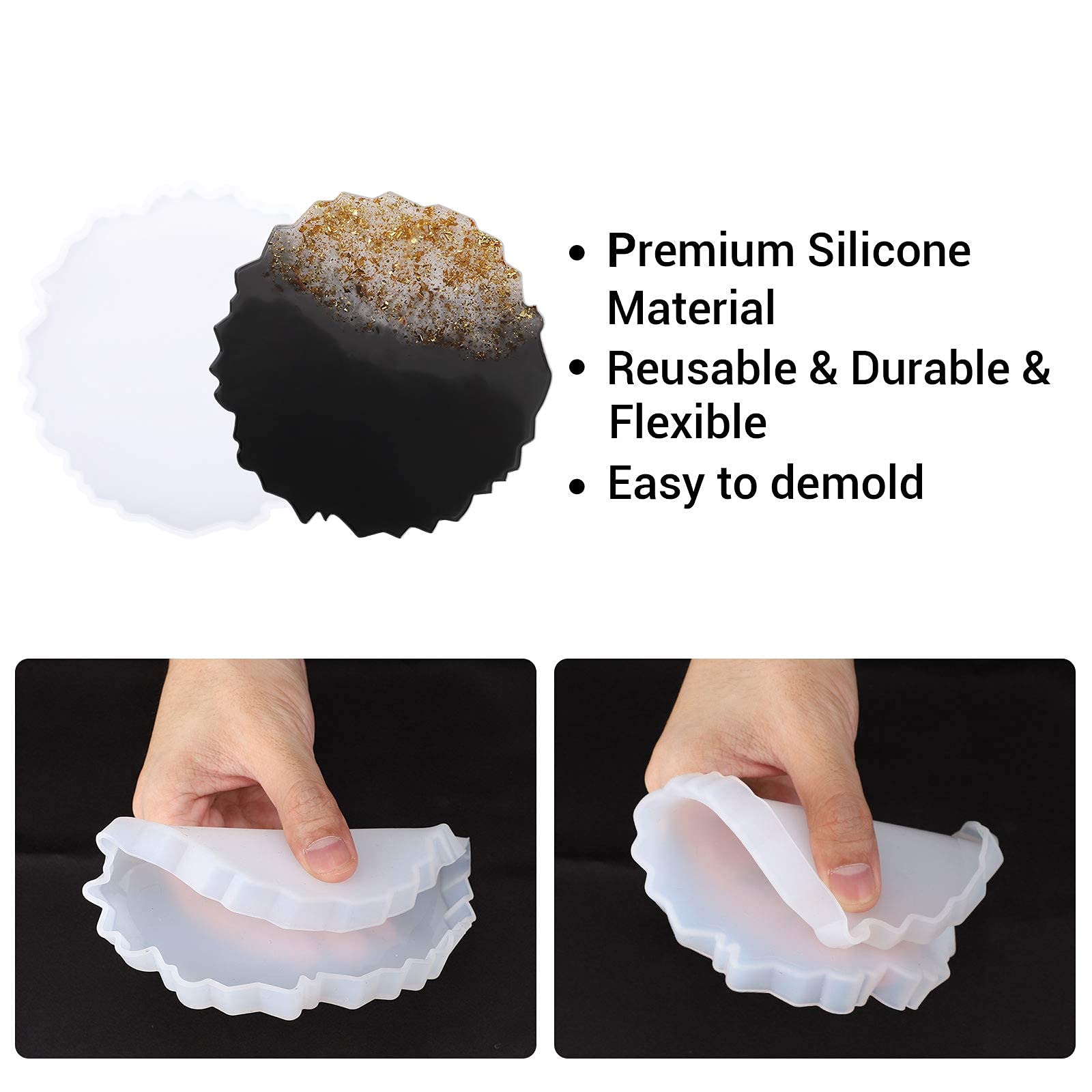 Gartful Resin Coaster Molds Set - 4-Piece Irregular Epoxy Casting Molds for DIY Coasters, Faux Agate Slices, Cup Mats & Candle Holders - Perfect for Home Decor, Craft Projects & Unique Gifts