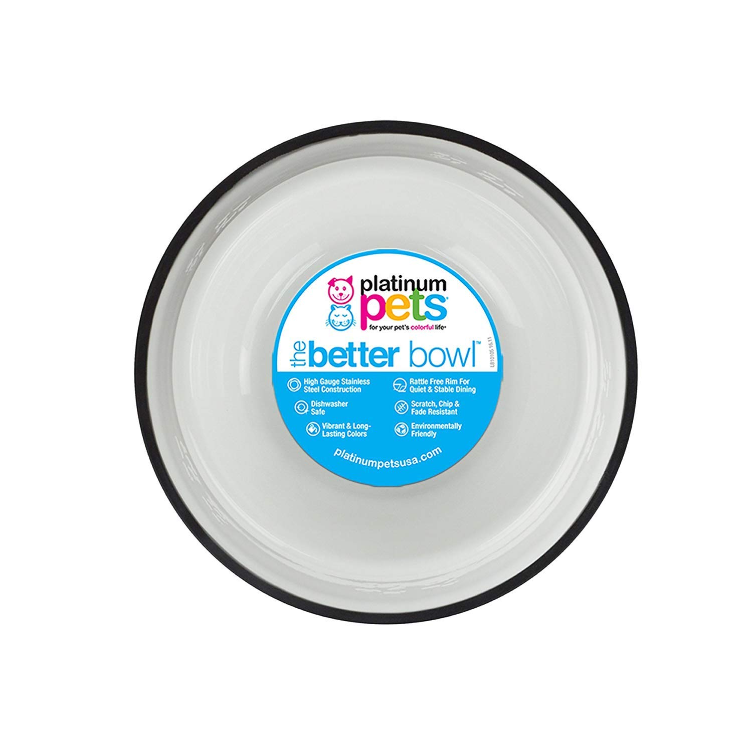 Platinum Pets 6.25 Cup Non-Slip Stainless Steel Dog Bowl with Embossed Design - Pearl White - Perfect for Large Breed Dogs, Outdoor Feeding & Travel Use