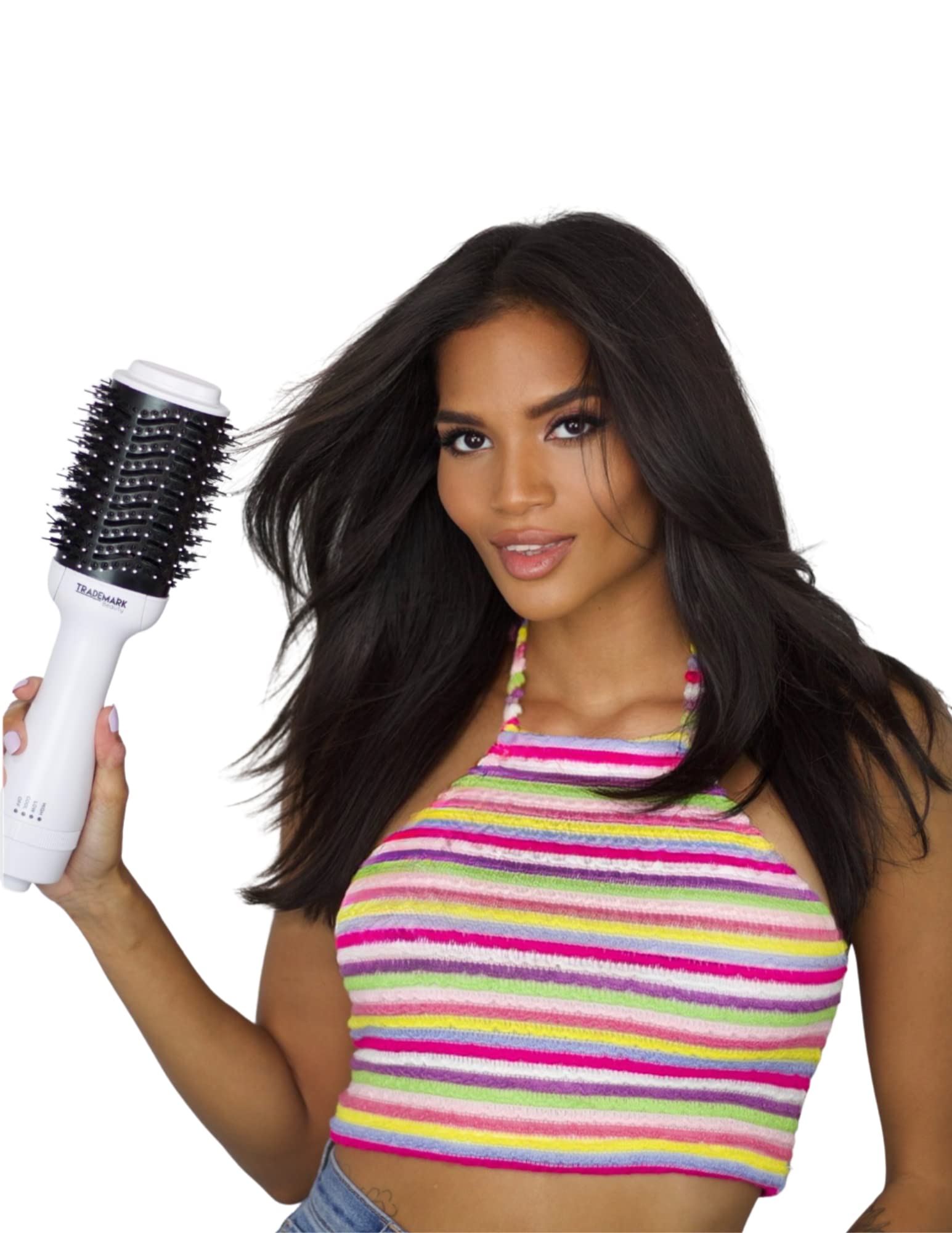 Professional 2-in-1 Hair Dryer Brush with Ceramic Technology | Anti-Frizz Ionic Blow Dryer for Wet & Dry Hair | Adds Volume & Smooths All Hair Types (White) | Perfect for Salon-Quality Styling at Home, Travel & Daily Hair Care