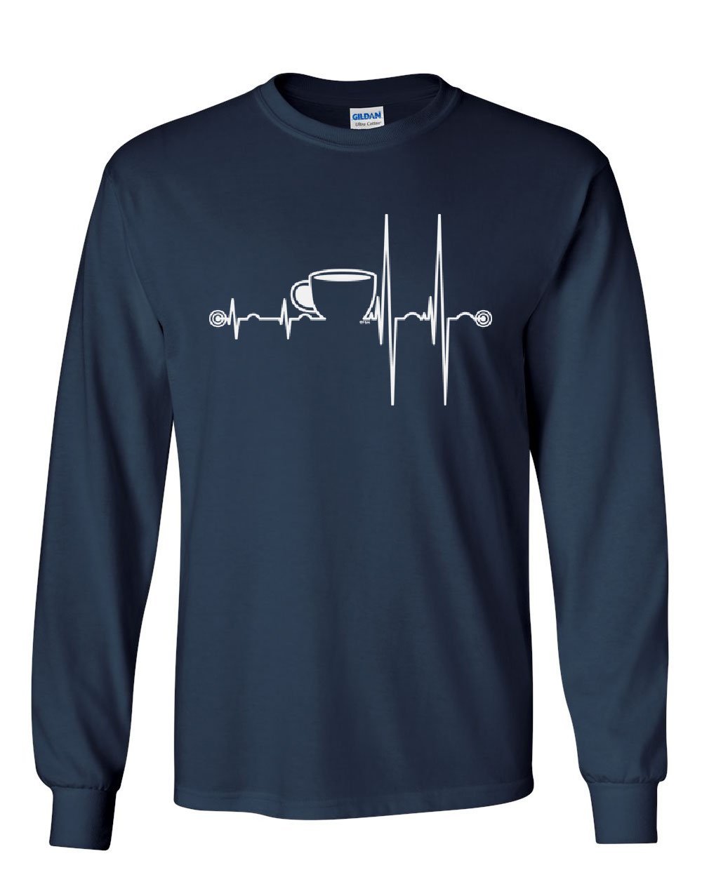 Heartbeat Coffee Cup Long Sleeve T-Shirt - Caffeine Lover Gift for Coffee Enthusiasts - Perfect for Morning Brews, Office Wear & Casual Outings