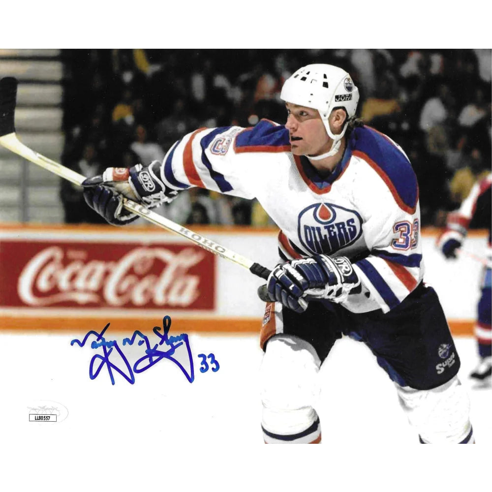 Marty McSorley Autographed 8x10 Photo with JSA COA - NHL Edmonton Oilers Signed Hockey Memorabilia #33 #2 - Perfect for Sports Collectors, Man Cave Decor, and Hockey Fan Gifts