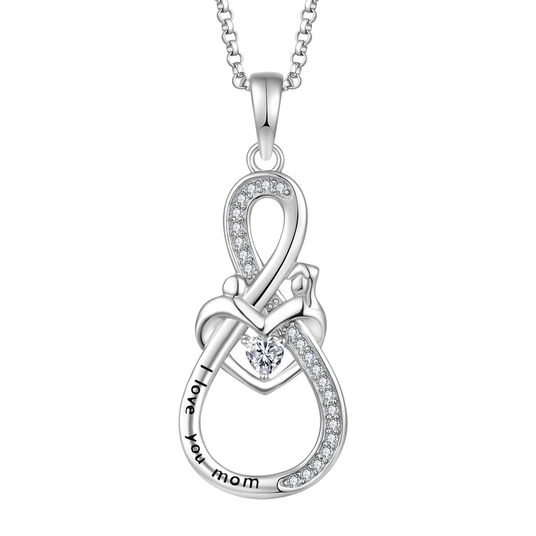 925 Sterling Silver Mom Necklace - Best Jewelry Gift for Women (Birthday/Christmas) - Perfect for Wife, Grandma & Mother's Day