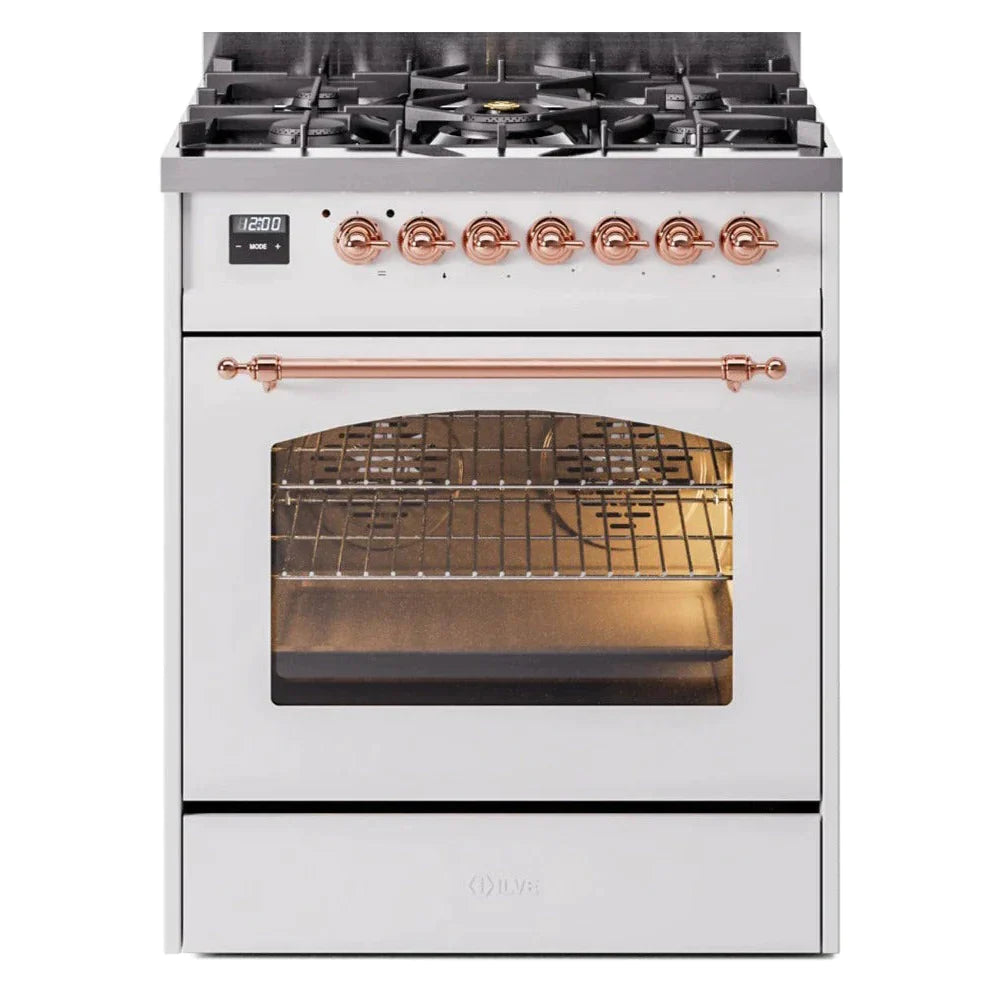 ILVE 30 Nostalgie II Series Freestanding Dual Fuel Range with 5 Sealed Burners - Professional Gas Stove & Electric Oven for Home Kitchen - Perfect for Baking, Roasting, and Family Cooking (Model UP30NMP)
