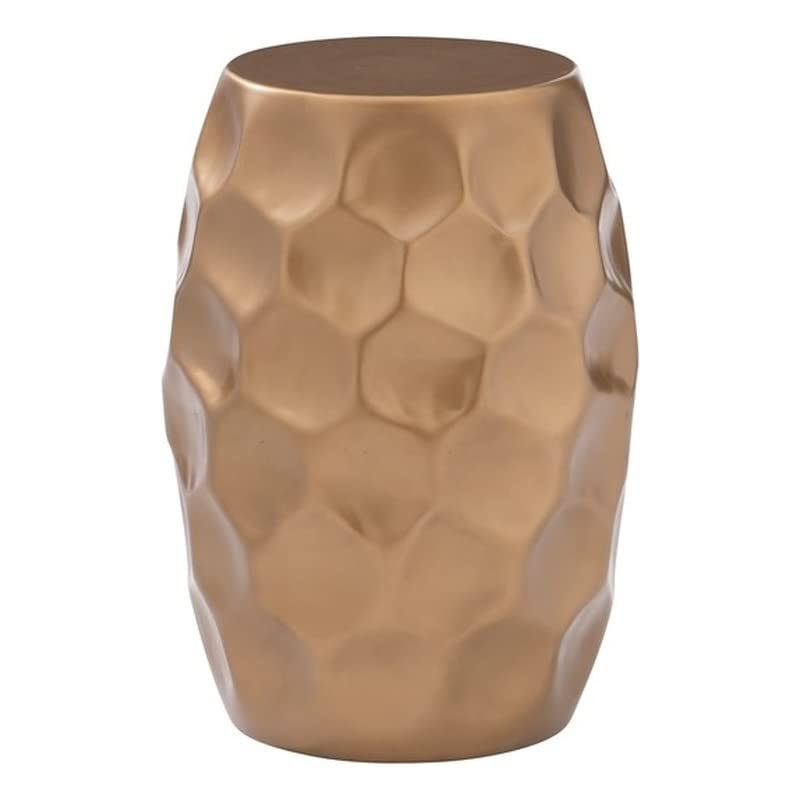 Powell Furniture Linon Hewitt Gold Aluminum Side Table - Modern Accent Table for Living Room, Patio, or Bedroom - Lightweight & Durable Outdoor Indoor Use