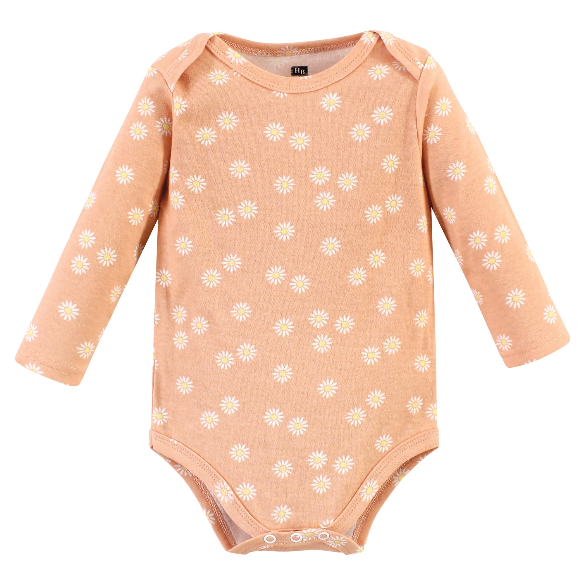 Soft Unisex Cotton Long-Sleeve Baby Bodysuits - Hudson Baby Peace Love Flowers Print | Newborn Essentials for Playtime, Daycare & Family Photos