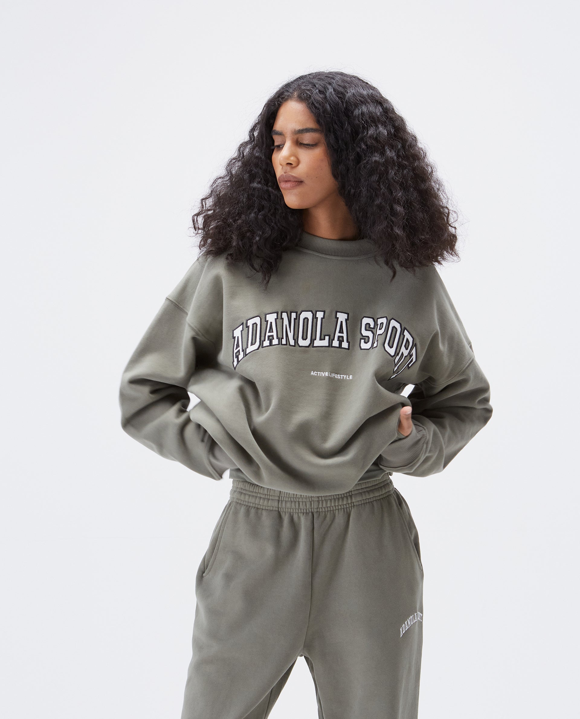 AS Oversized Sweatshirt for Women - Soft Olive Green Pullover Hoodie | Cozy Loungewear, Casual Streetwear & Winter Layering Essential