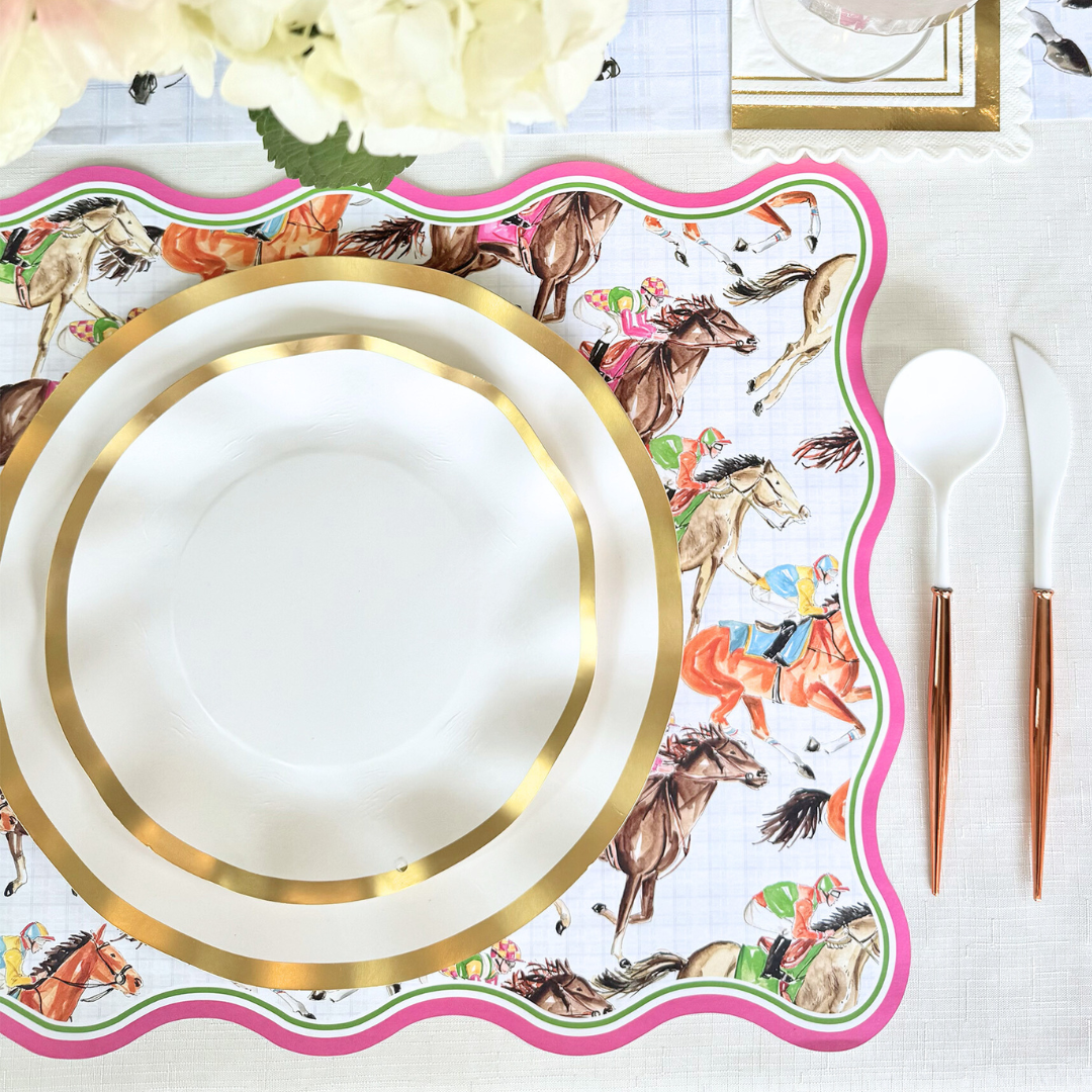 Elegant Derby Table Setting for 6 - Classic Dinnerware Set with Plates, Bowls & Silverware - Perfect for Holiday Dinners, Wedding Receptions & Formal Events