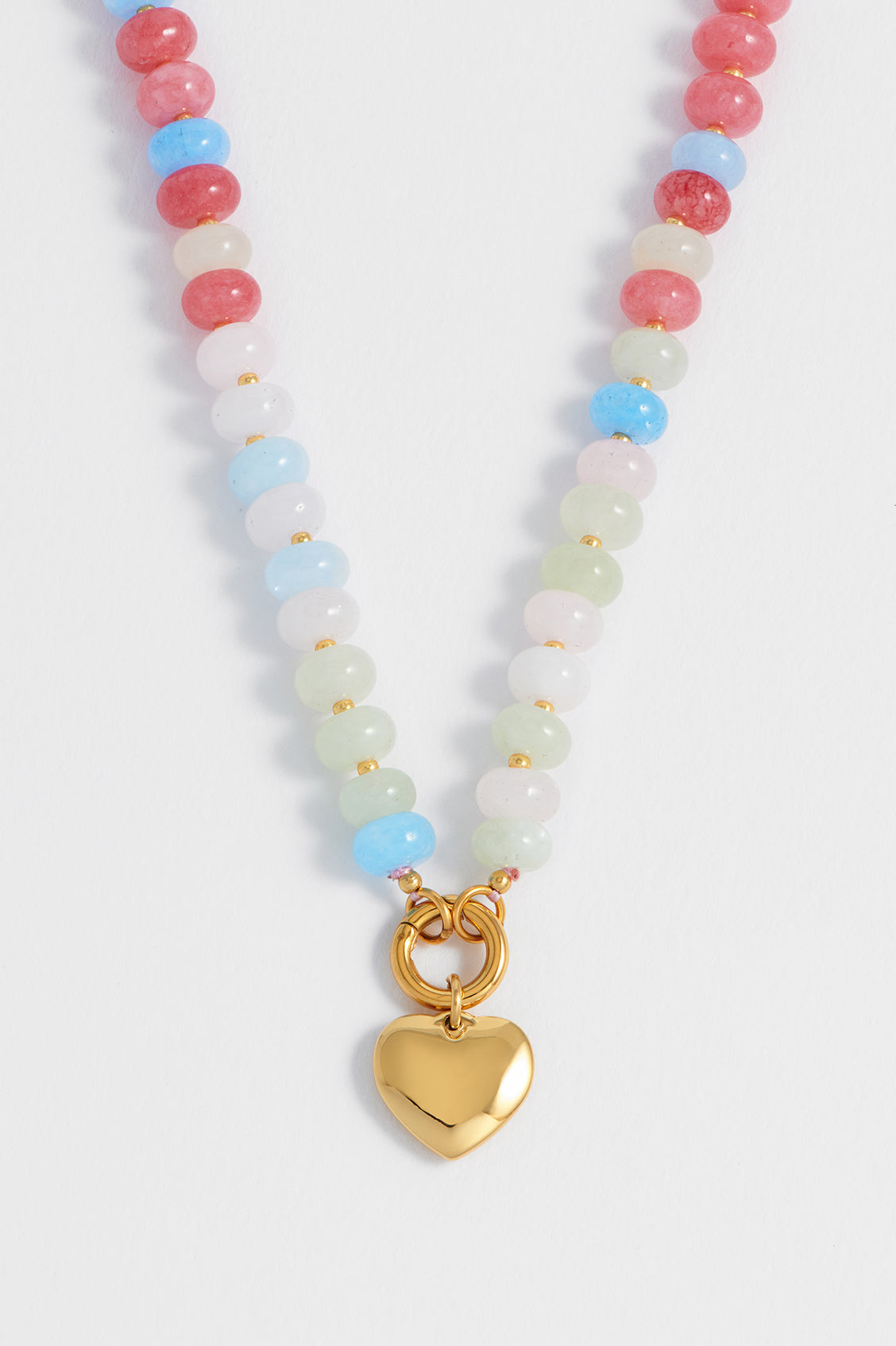 Gemstone Candy Color Spring Clasp Necklace for Women - Elegant Beaded Jewelry for Party, Wedding & Everyday Wear
