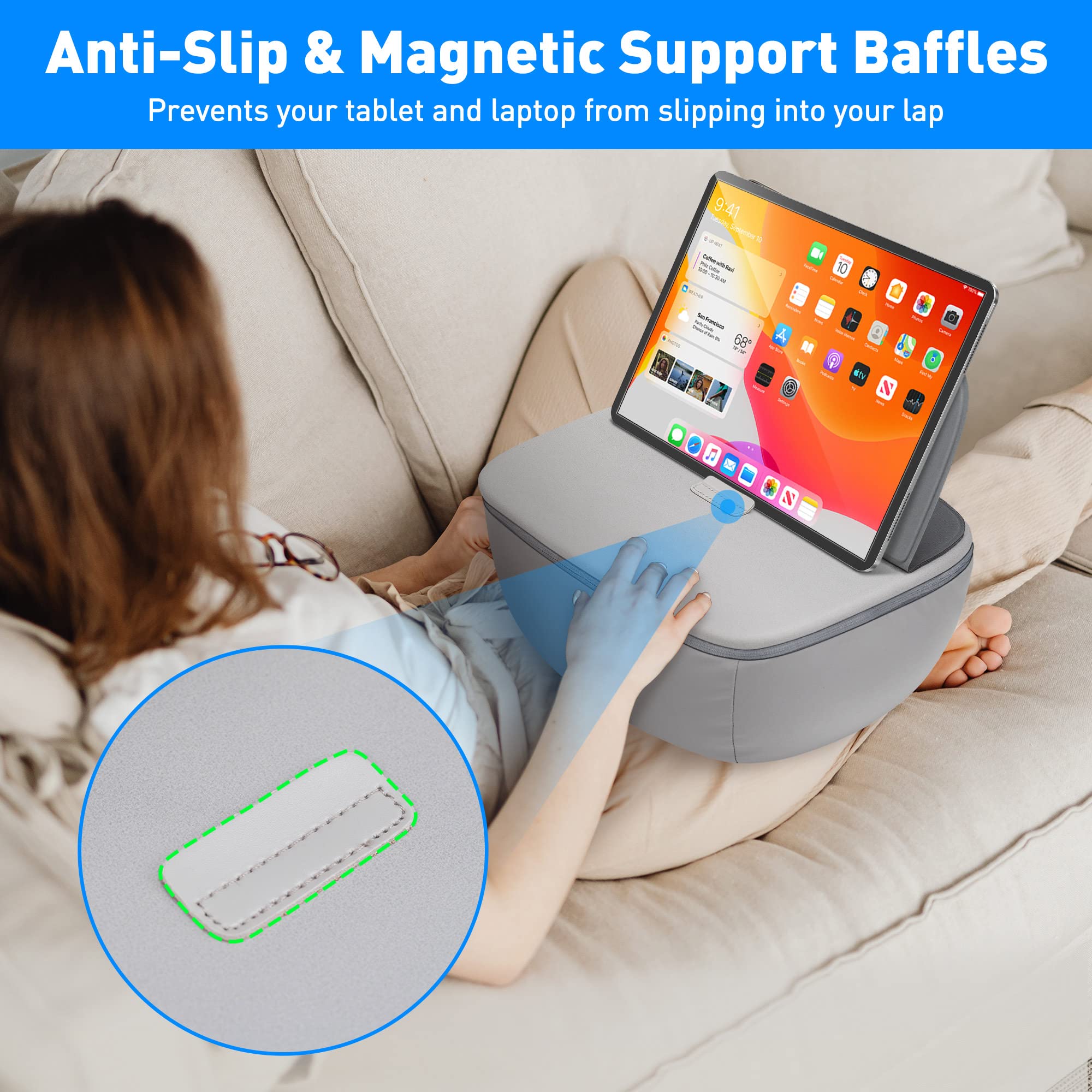 Ultra-Thick Lap Desk with Cushion & Portable Laptop Desk with Mouse Pad - Ergonomic Laptop Tray for Work, Study & Gaming (TH-4G + LD-6B) - Perfect for Home Office, Bed, Couch & Travel Use