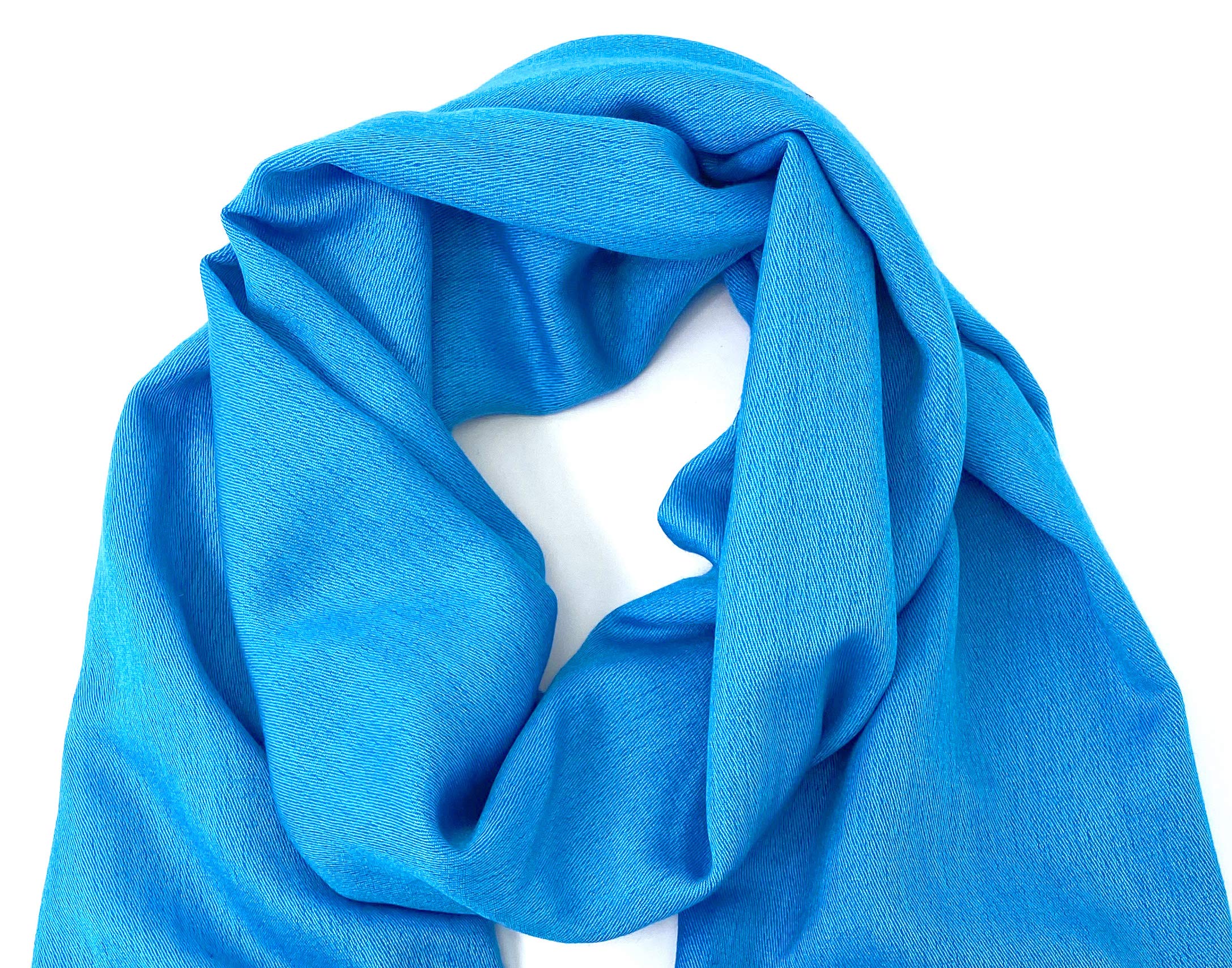 Luxury Pashmina Silk Shawl Wrap Scarf - Peacock Blue - Soft & Elegant for Women - Perfect for Weddings, Parties & Evening Events