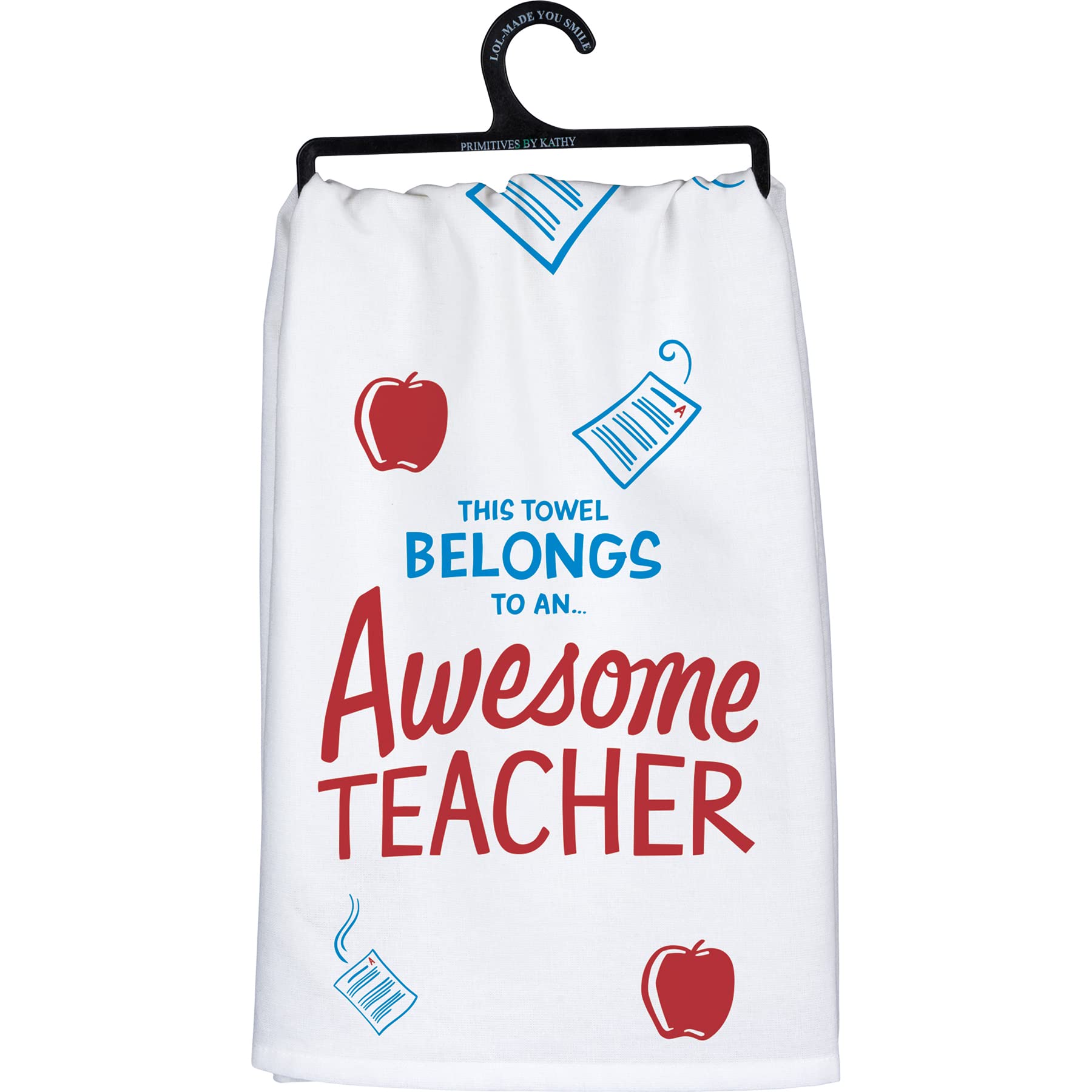Primitives by Kathy Awesome Teacher Decorative Kitchen Towel 28x28 Inch - Funny Gift for Educators, Classroom Decor, Teacher Appreciation, Home & School Use
