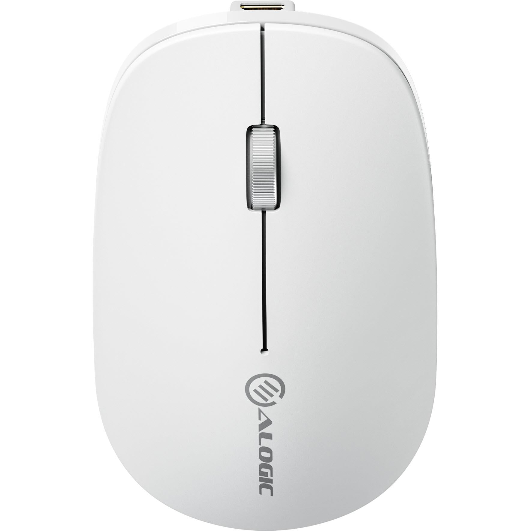 Alogic Echelon Bluetooth Wireless Mouse with USB-C Rechargeable, 4 Programmable Buttons, Ergonomic Design - White | Perfect for Office Work, Gaming & Travel Use