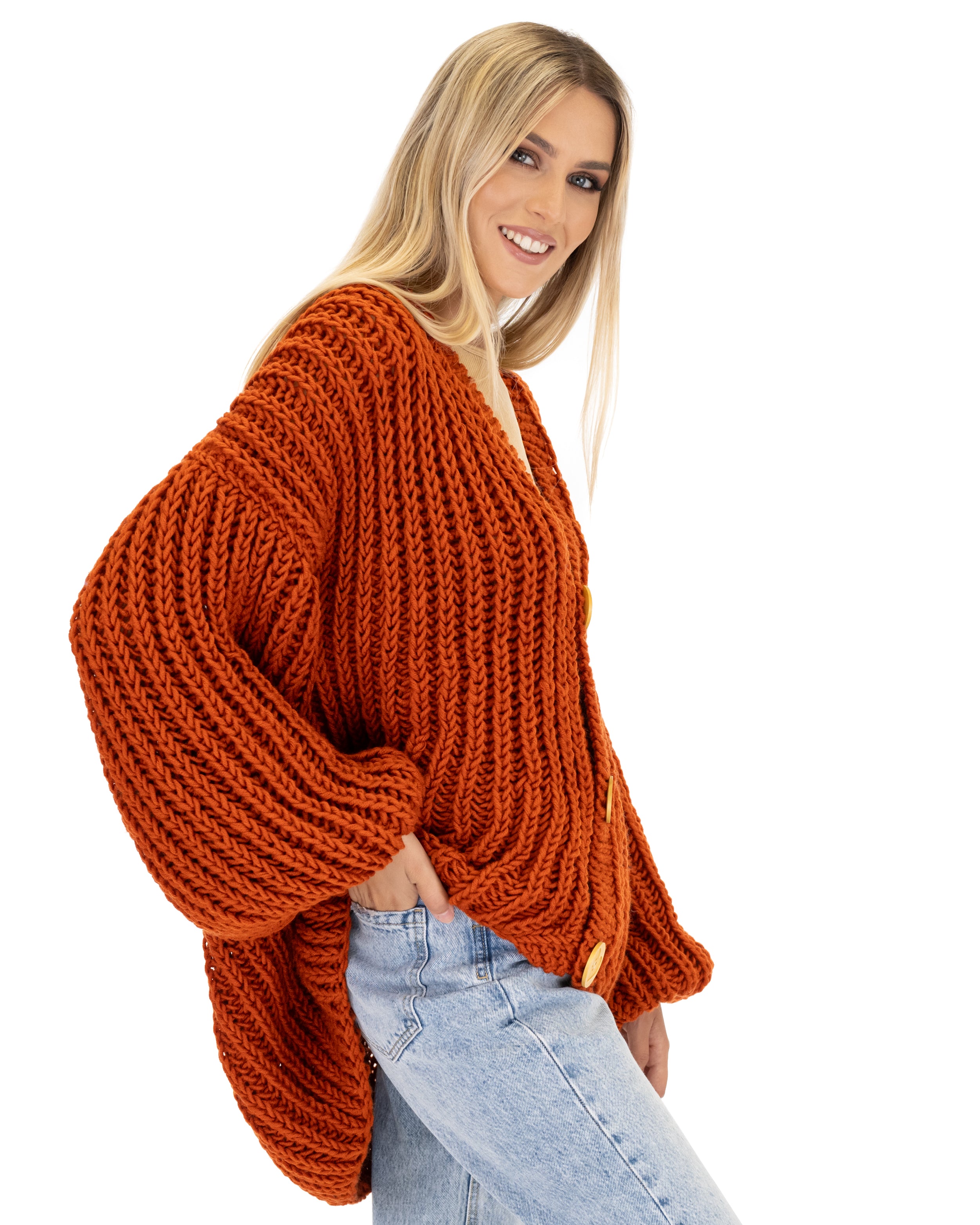 Premium Merino Wool Balloon Cardigan for Women - Soft & Cozy Oversized Knit Sweater - Perfect for Fall, Winter & Casual Outfits