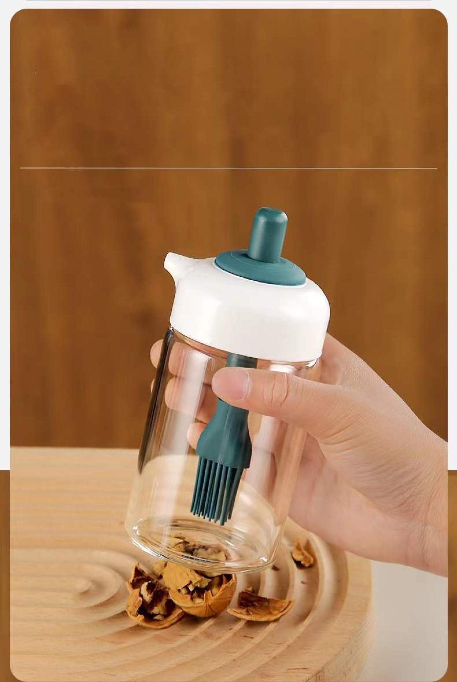Premium Oil and Vinegar Dispenser Set - 2 Pack Glass Bottles with Pour Spouts & Wood Stand - Elegant Pink Kitchen Accessories for Salad Dressing, Cooking Oil & Balsamic Vinegar - Perfect for Home, Restaurant & Gift Giving