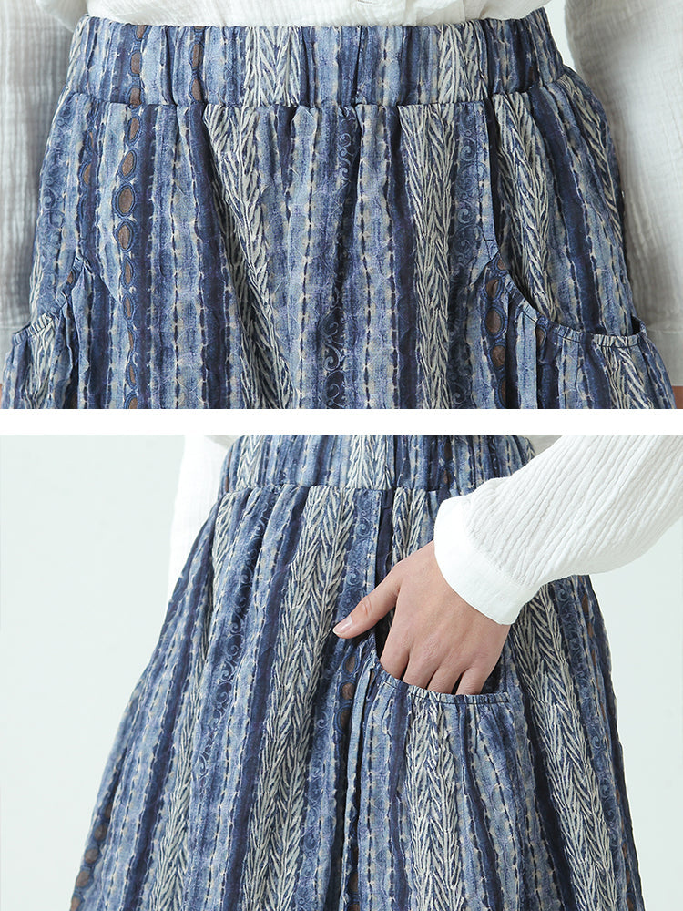 Plus Size Cotton Elastic Waist Loose Skirt for Women - Comfortable Summer & Spring Flowy Maxi Skirt - Perfect for Casual Wear, Beach Outfits, and Vacation Dresses