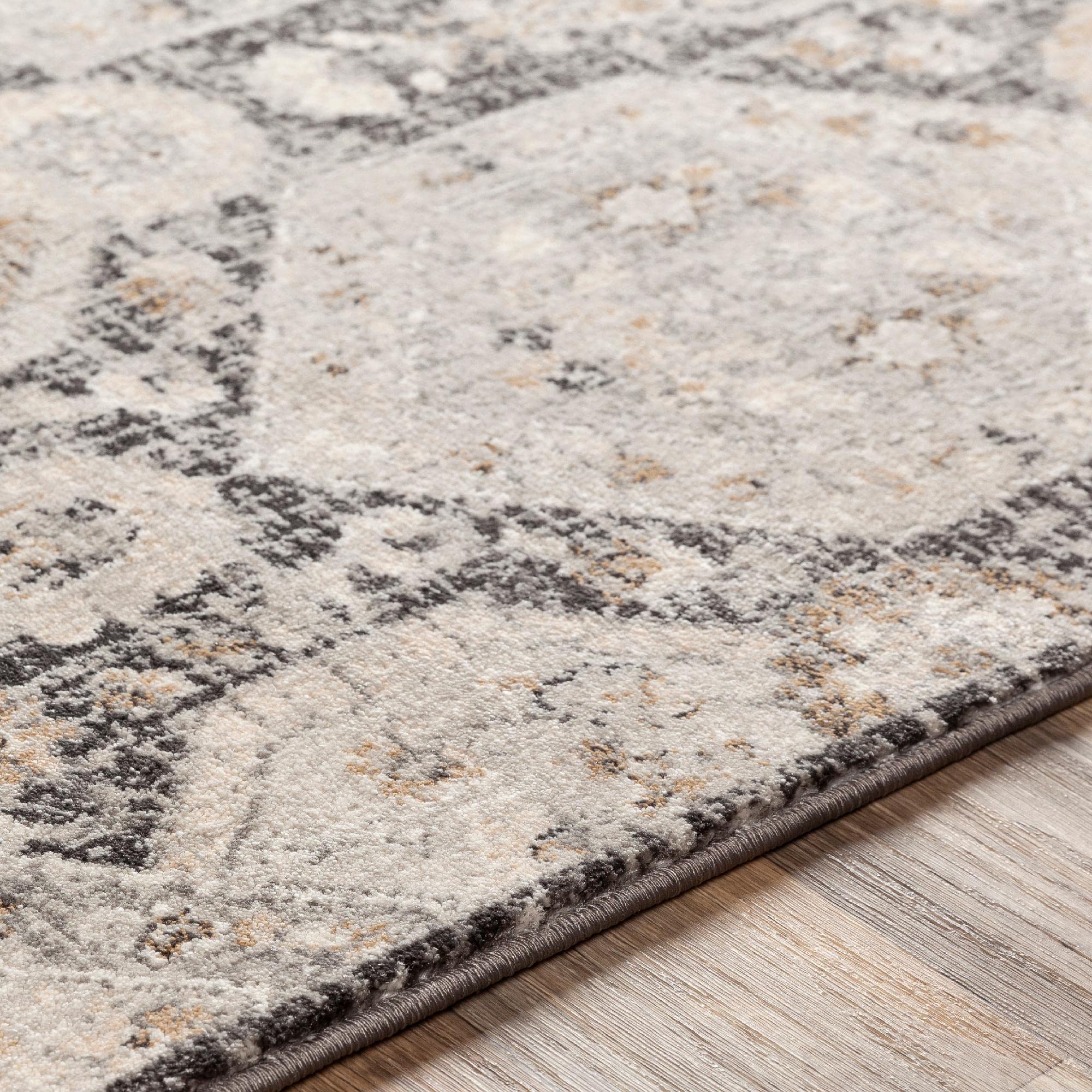 Mark&Day 4x6 Traditional Black Area Rug - Charcoal Grey Brown Carpet for Living Room, Bedroom, Kitchen | Non-Slip Soft Floor Mat (4'3