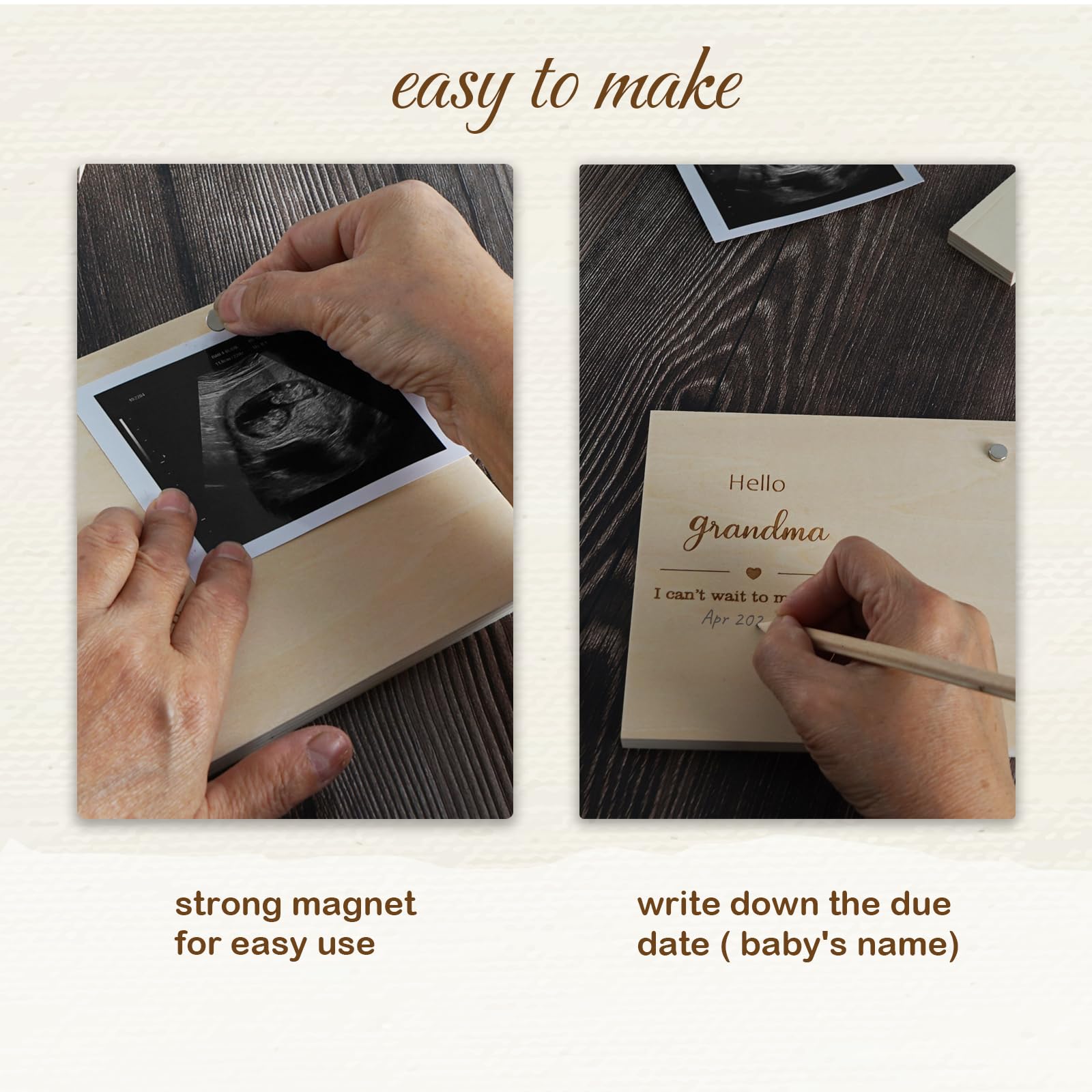 Pregnancy Announcement Frame for Grandma - Baby Sonogram Picture Frame & Ultrasound Keepsake - Unique Gift for Grandma to Be - Perfect for Baby Reveal, Gender Reveal & First Trimester Announcements