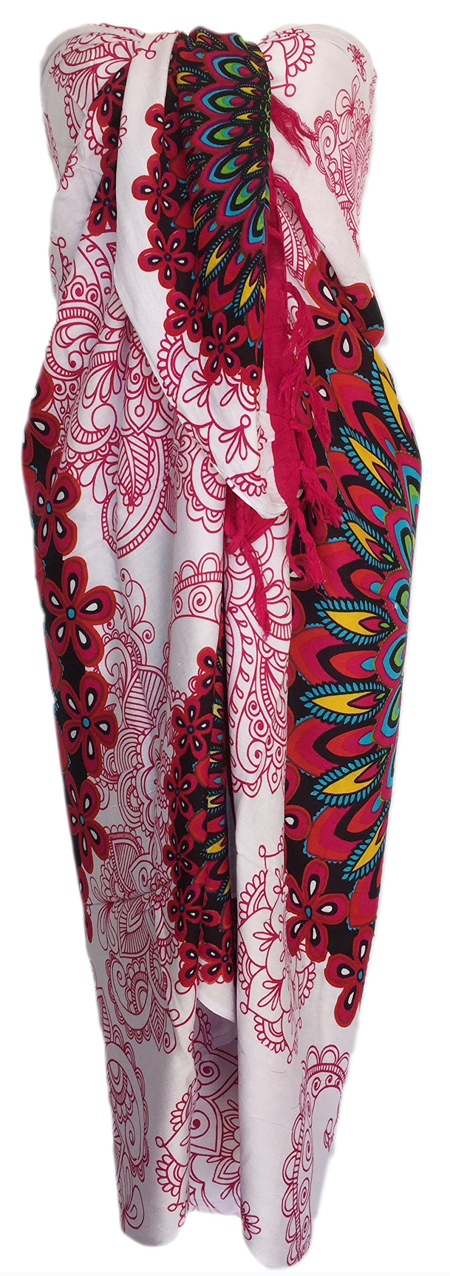 Bali Mandala Sarong Wrap - Light Fuchsia Floral Beach Cover Up for Women | Perfect for Beach, Pool, Yoga & Summer Outfits