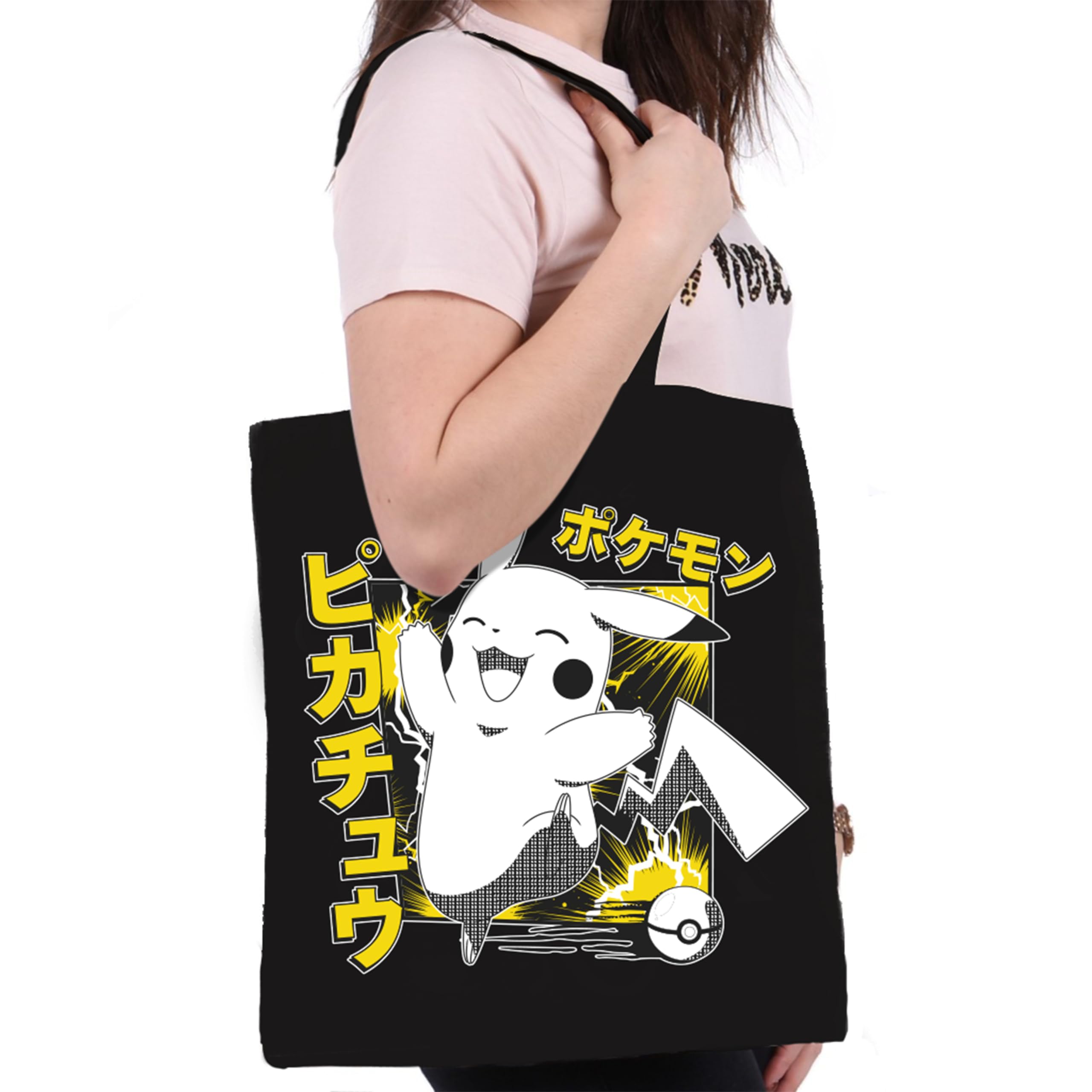 ABYSTYLE Pokemon Tote Bag - Stylish Anime Themed Shoulder Bag for Women & Men, Black, One Size - Perfect for Shopping, Travel & Everyday Use