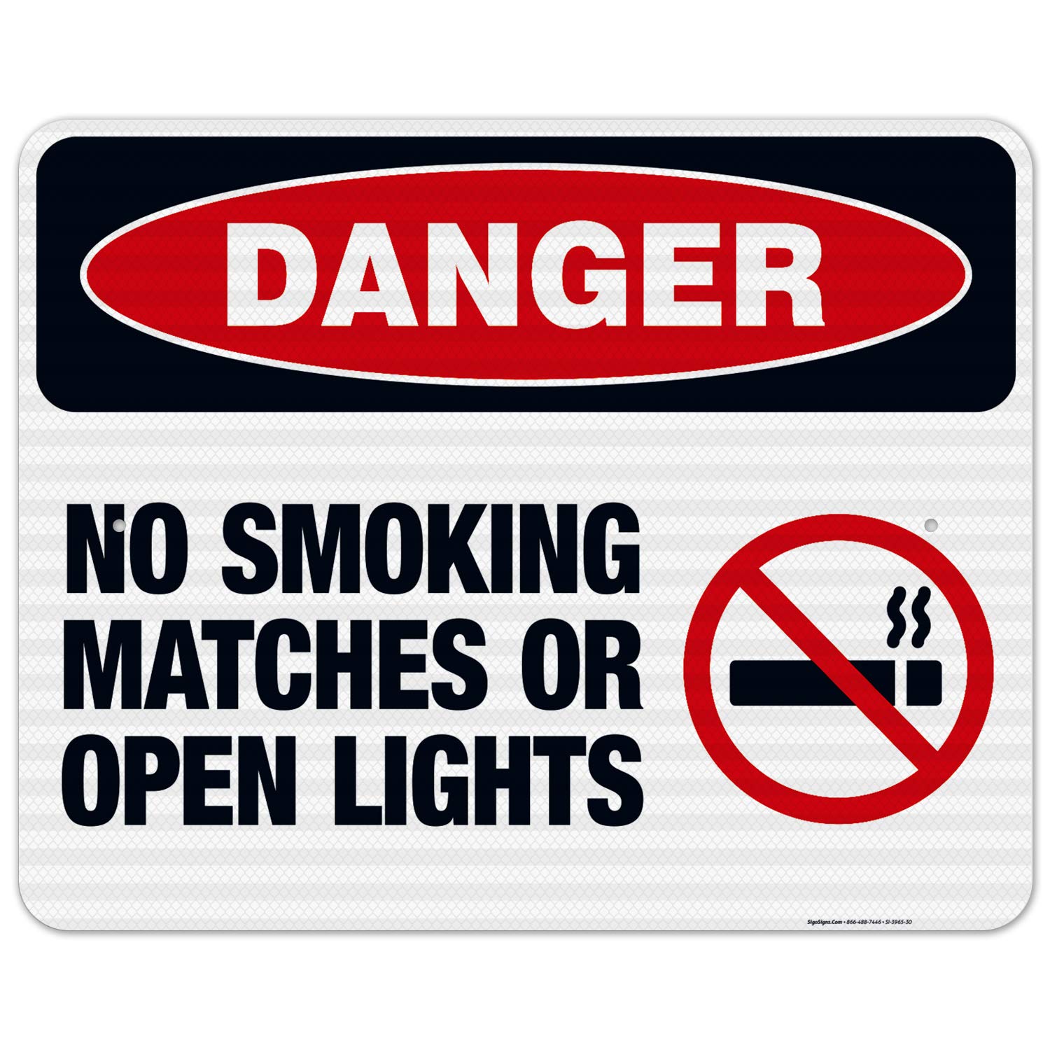 Danger No Smoking Matches or Open Lights Sign - OSHA Compliant 24x30 Inches, 3M EGP Reflective .080 Aluminum, Fade Resistant for Indoor/Outdoor Use - Made in USA - Perfect for Factories, Warehouses & Hazardous Areas