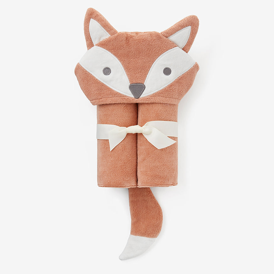 Rust Fox Hooded Baby Bath Wrap - Soft & Absorbent Towel for Newborns & Toddlers - Perfect for Post-Bath Warmth & Playtime