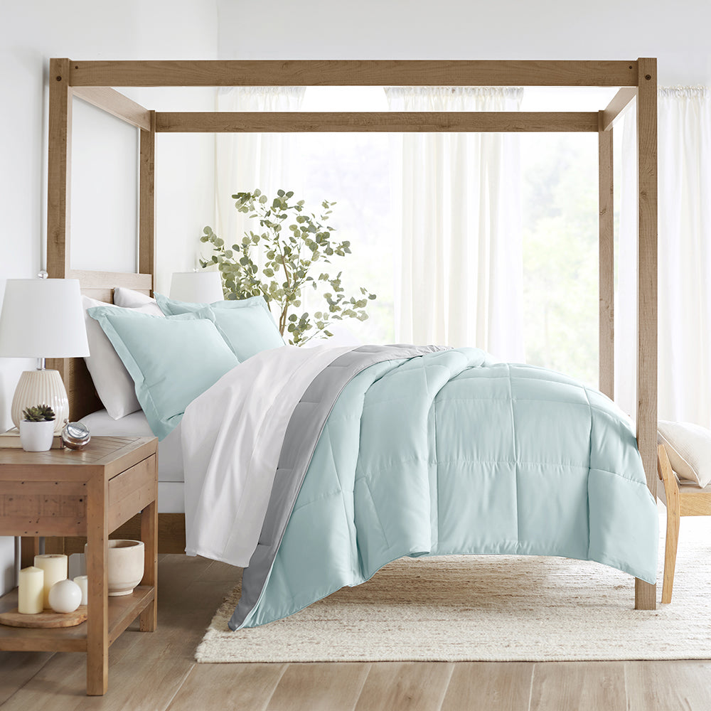 Reversible Down Alternative Comforter Set - All Season Hypoallergenic Bedding - Queen Size for Cozy Bedroom & Guest Room Comfort