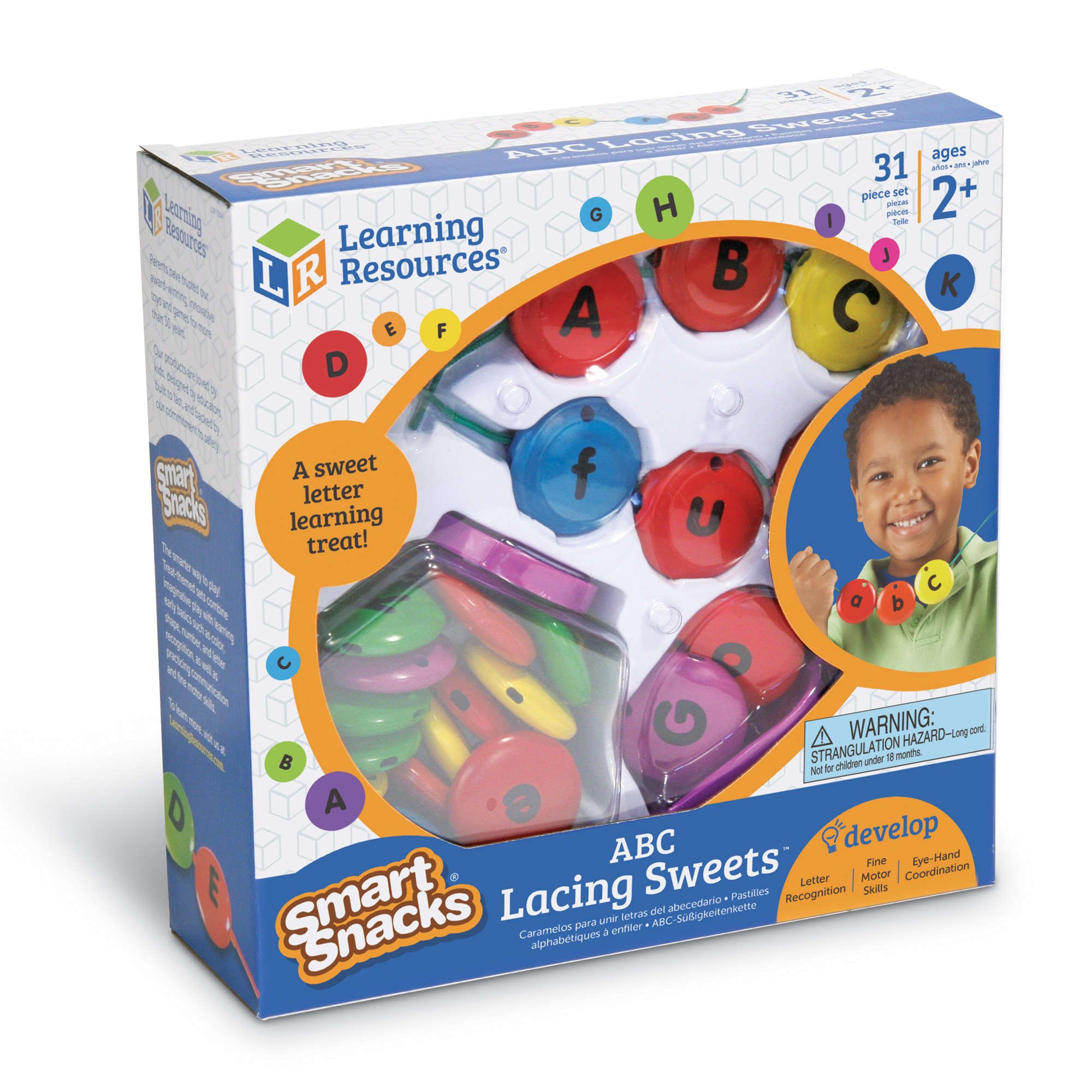 Learning Resources LER7204 Smart Snacks ABC Lacing Sweets - Educational Alphabet Beads for Kids, Fine Motor Skills Toy with 29 Pieces - Perfect for Preschool Learning & Hand-Eye Coordination Practice