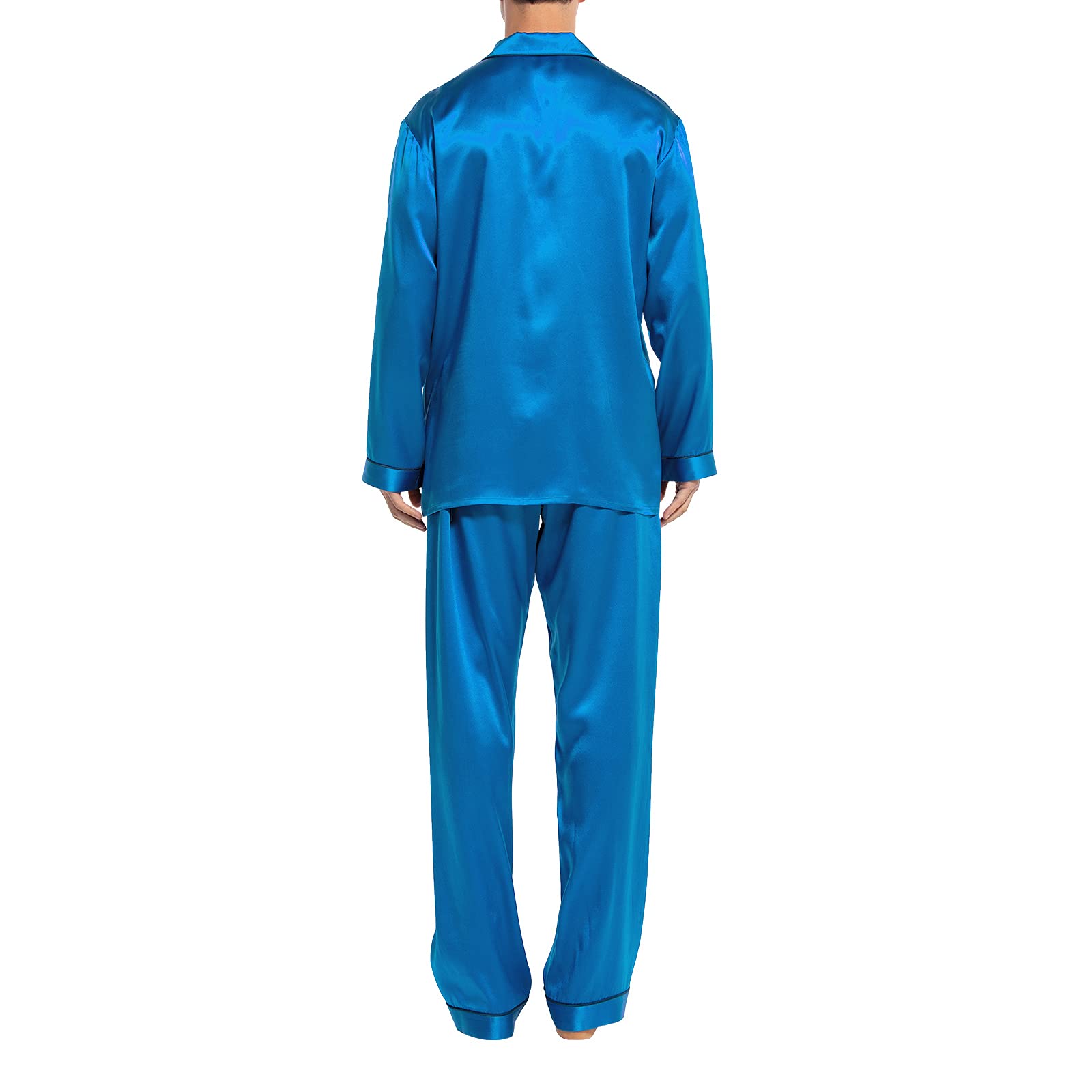 Luxury Men's Silk Pajamas Set - 100% Pure Silk Long Sleeve Button Down Sleepwear for Men - Soft & Comfortable 2-Piece Pajama Set for Lounge, Sleep & Relaxation at Home