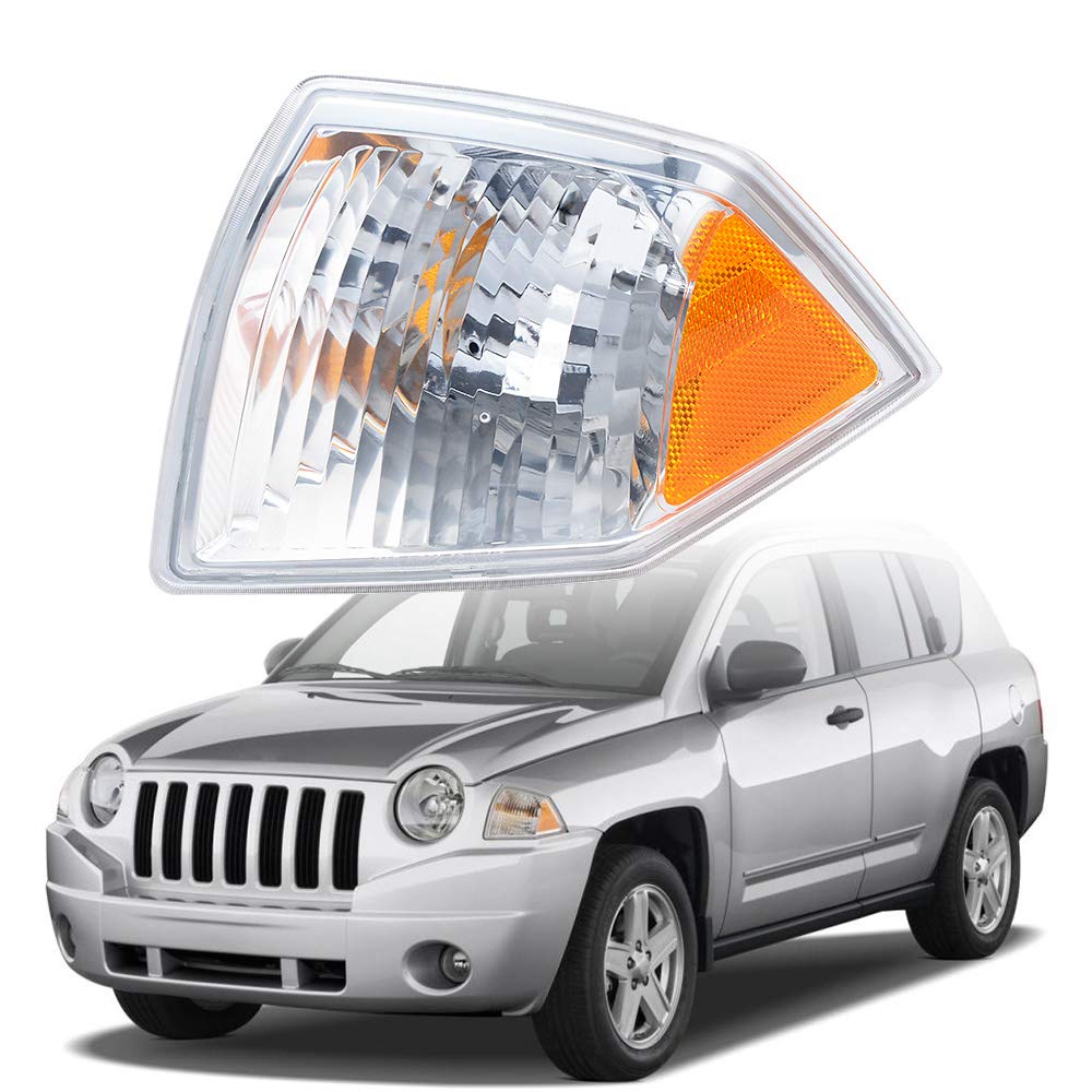 Astra Depot Left Driver Side Front Corner Turn Signal Marker Parking Light Cover Lens for 2007-2010 Jeep Compass - Replacement for Broken or Foggy Lights, Enhances Visibility & Safety During Night Driving and Parking