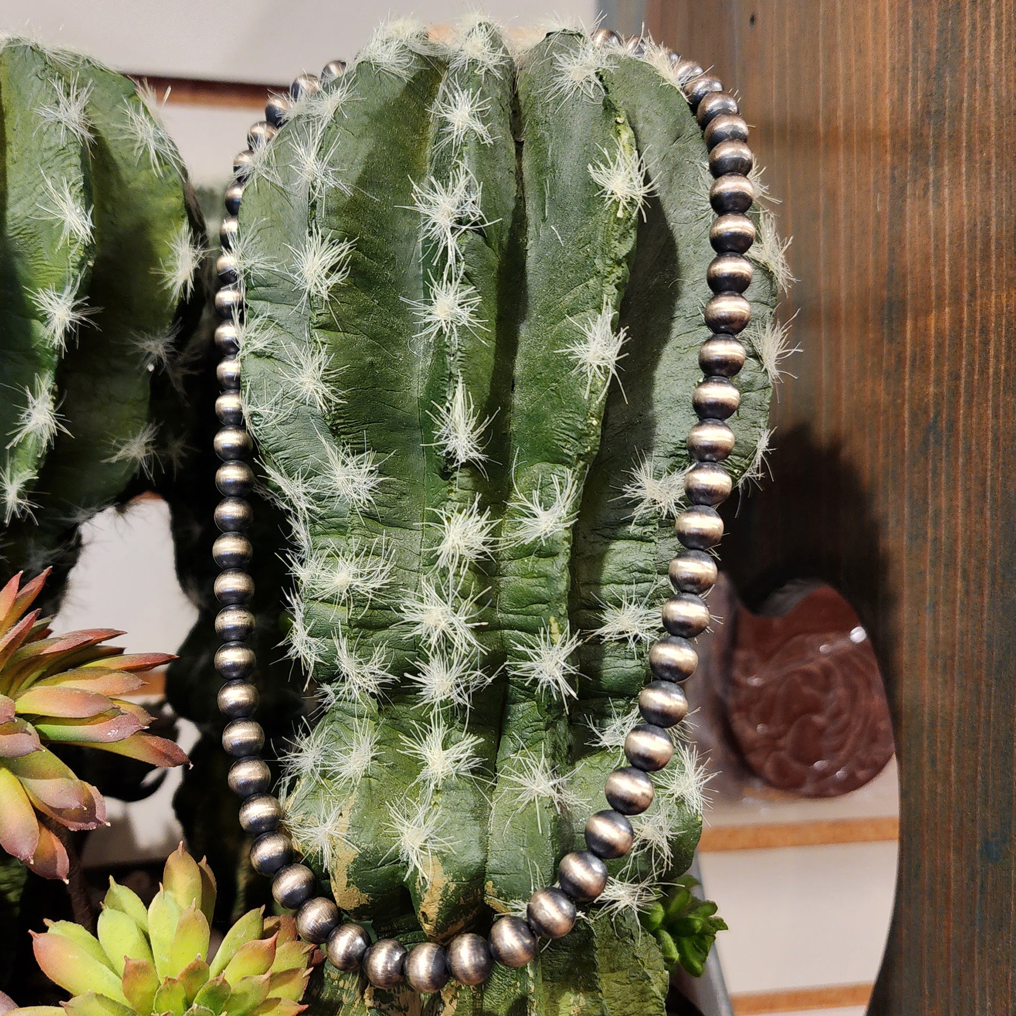 8mm Navajo Pearls Sterling Silver Beaded Necklace - Handmade Native American Jewelry for Women, Boho Chic Accessories | Perfect for Festivals, Weddings & Everyday Wear