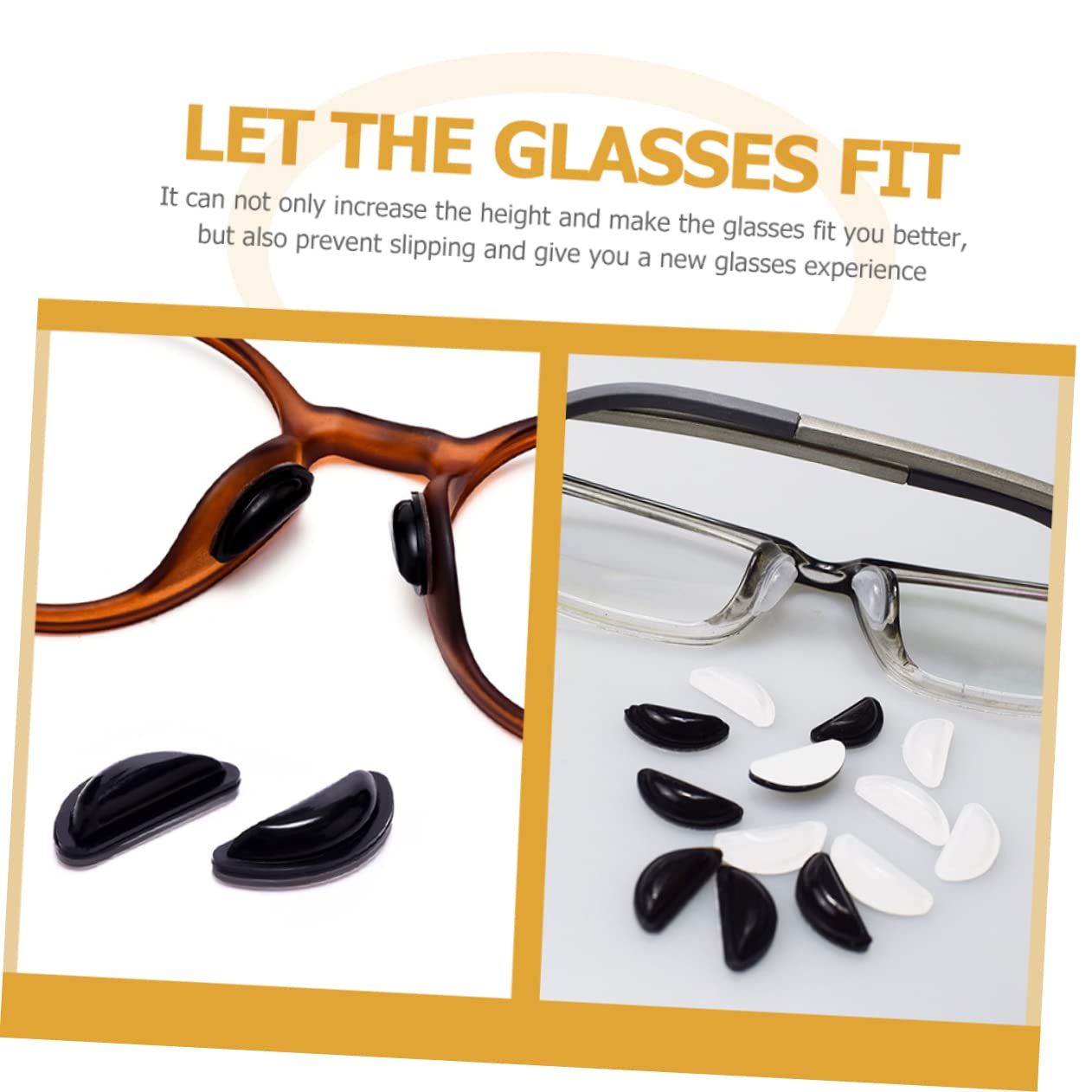 HAPINARY 10 Pairs Non-Slip Silicone Nose Pads for Glasses & Sunglasses - Comfortable Nose Cushions with Plastic Frame Repair Kit - Perfect for Reading, Driving, and Outdoor Activities