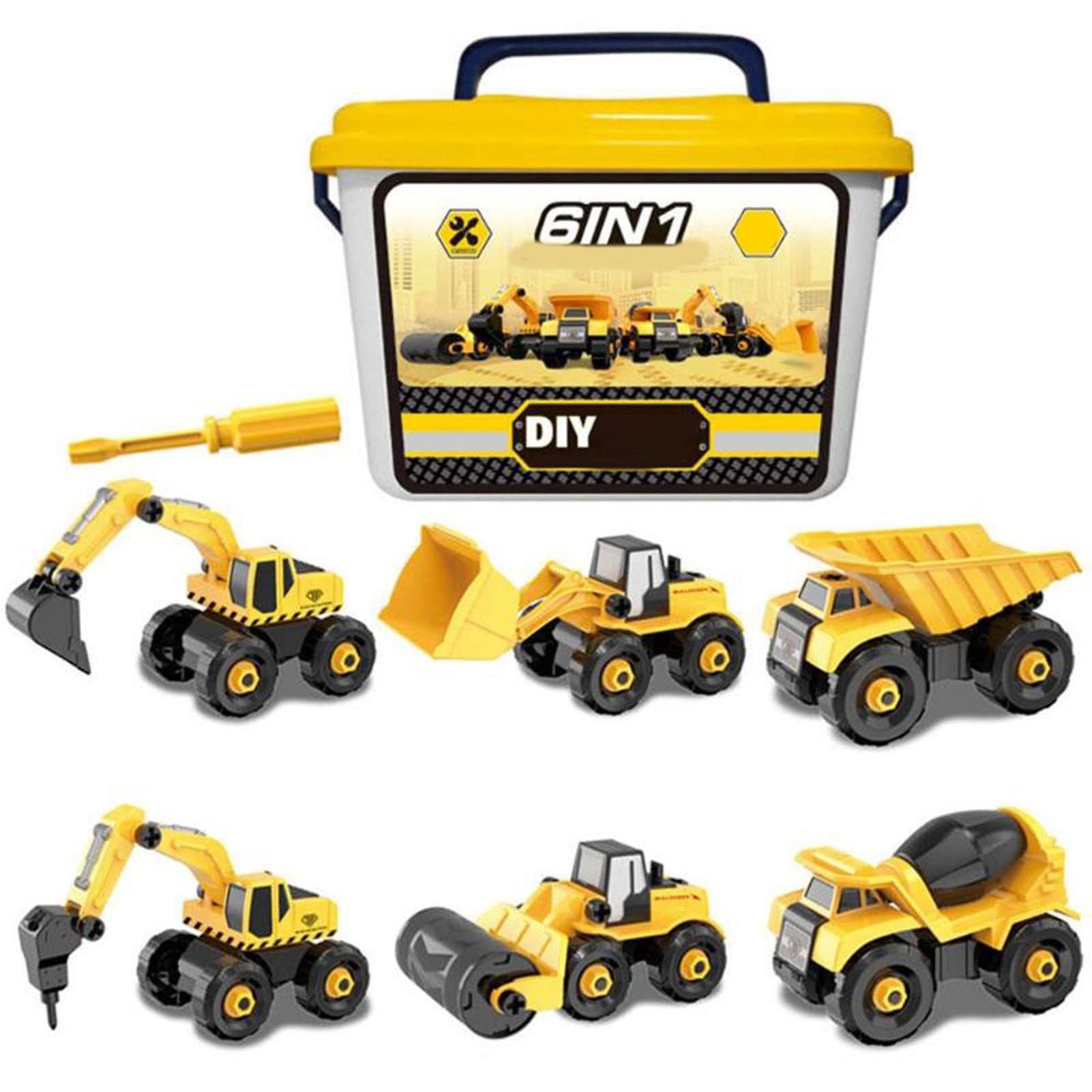 BZGWECD Kids Engineering Toy Car Set - Mini Excavator, Bulldozer & Construction Vehicles for Boys | STEM Learning Toys | Birthday Gifts for 3-8 Year Olds | Outdoor Sandbox & Indoor Pretend Play