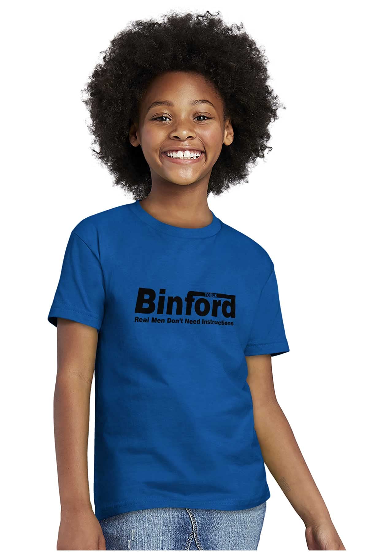 Binford Tools Real Men No Instruction Crewneck T-Shirt for Men & Women - Durable Workwear for Construction, DIY & Casual Wear