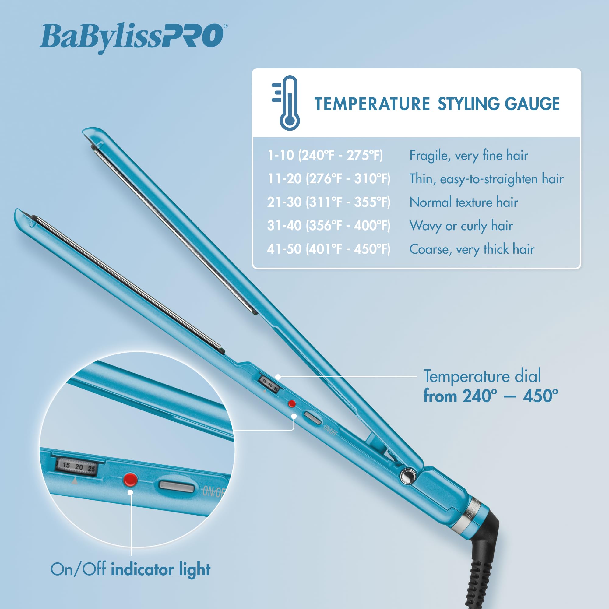 BabylissPRO Nano Titanium Ultra-Thin Hair Straightener - Professional Flat Iron for All Hair Types | Salon-Quality Styling at Home for Smooth, Shiny & Frizz-Free Hair