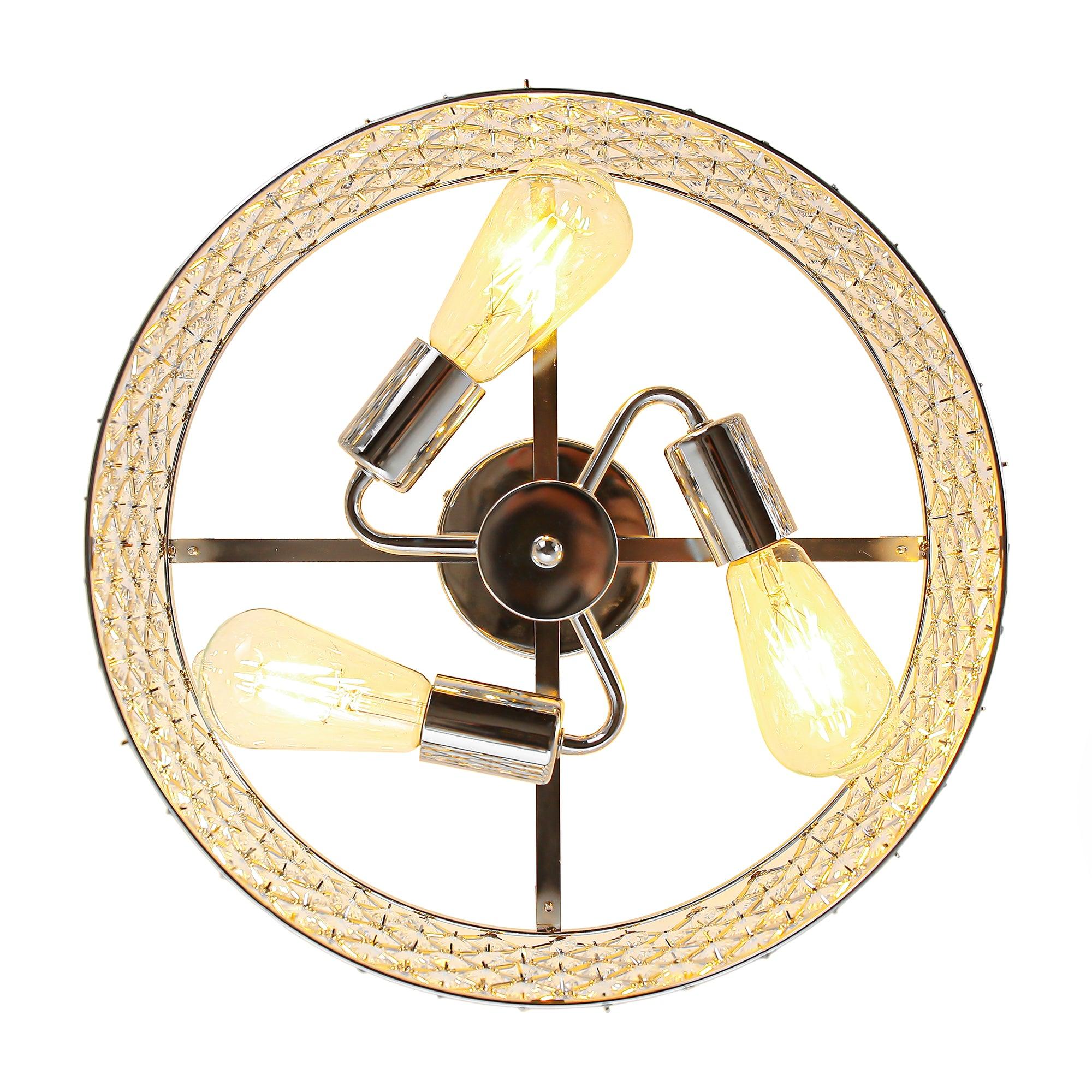 15 Inch 3-Light Modern Chrome Semi-Flush Mount Ceiling Light Fixture - Perfect for Bedroom, Living Room, and Hallway Lighting