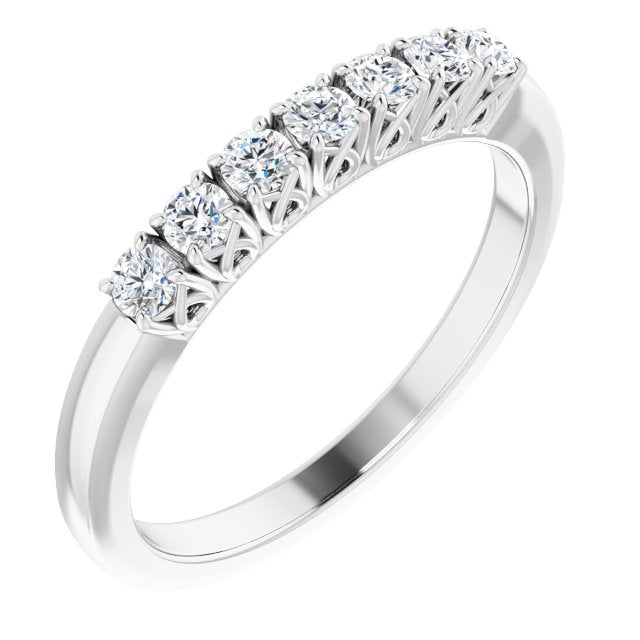 0.30 Carat Round Diamond Wedding Band - 7 Stone Anniversary Ring for Women - Elegant Bridal Jewelry Gift for Wife, Engagement, Valentine's Day or Special Occasions