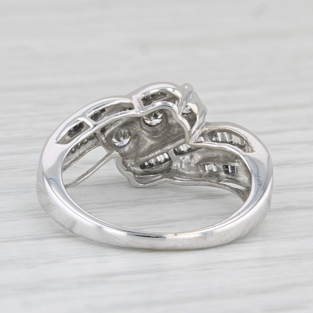 0.47ctw Diamond Bypass Ring in 10k White Gold, Size 6.25 - Elegant Wedding Band, Anniversary Gift for Her, Perfect for Engagement & Special Occasions