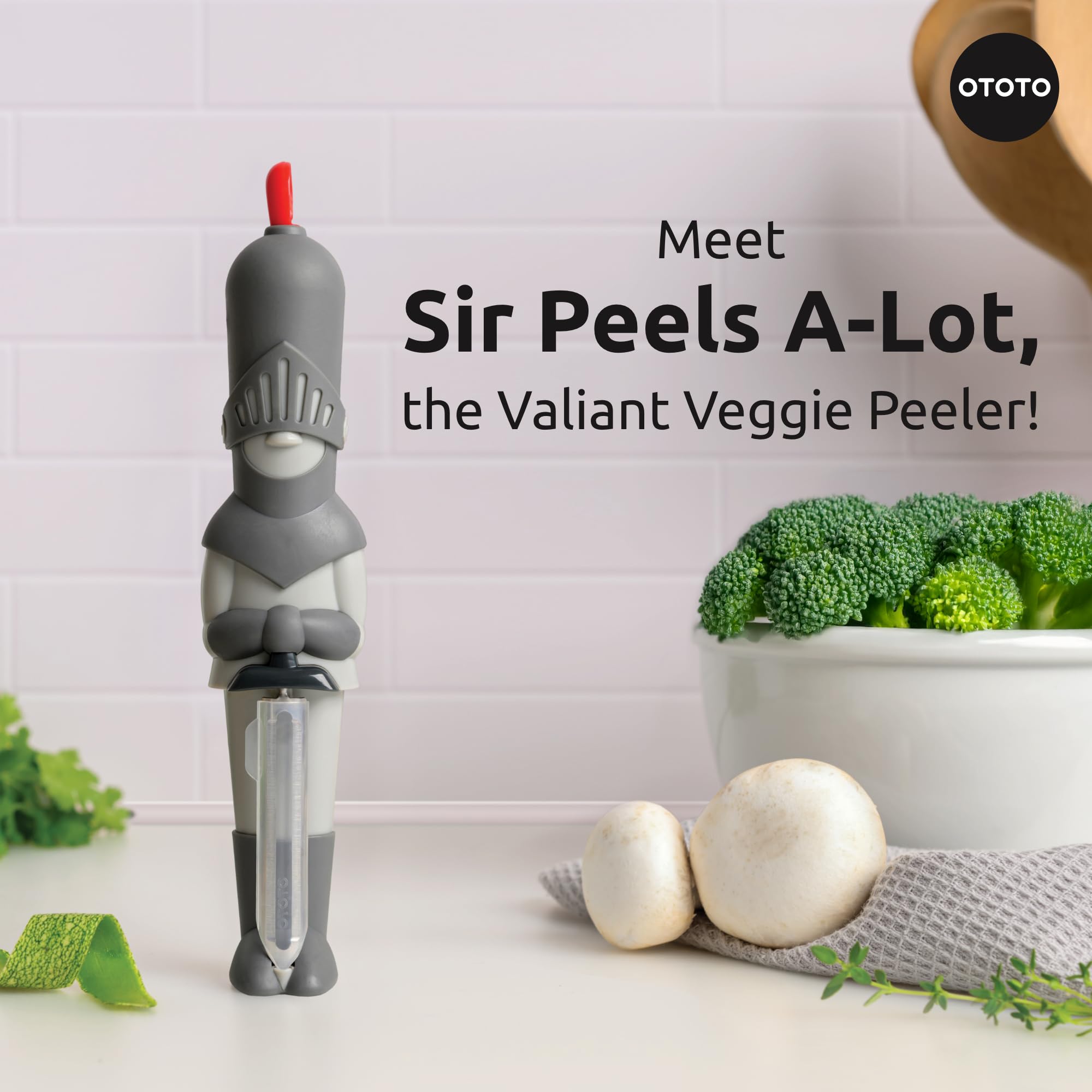 NEW OTOTO Sir Peels A-Lot Medieval Knight Swivel Vegetable Peeler - Cute Kitchen Gadget for Peeling Potatoes, Fruits & Vegetables | Perfect Kitchen Gift & Fun Accessory for Home Cooking & Meal Prep