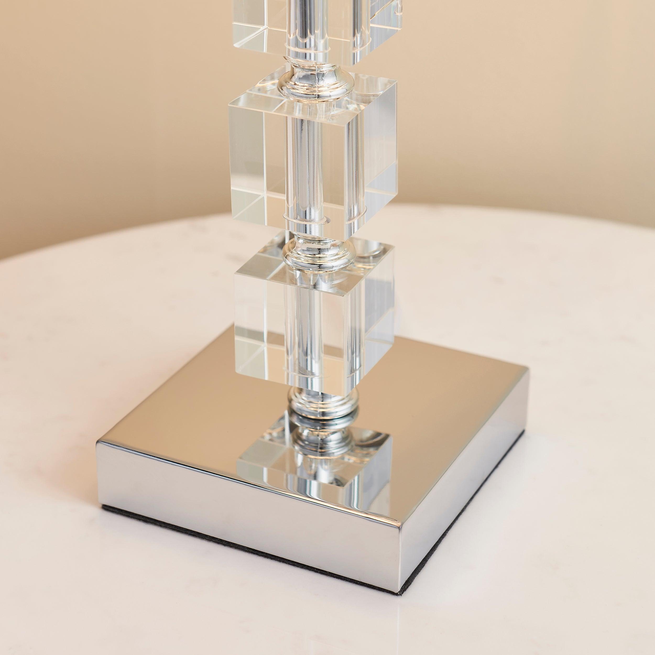 Endon Murford Clear Acrylic Table Lamp with White Shade - Modern Bedside & Living Room Lighting for Home Office Decor