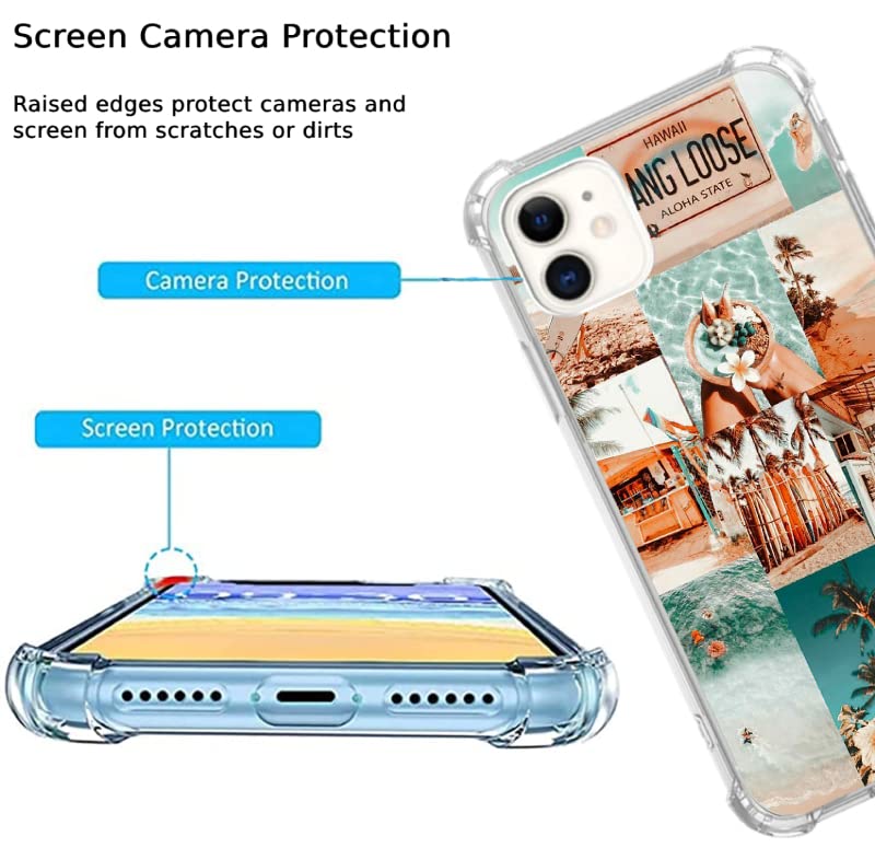 Summer Surf Phone Case Compatible with iPhone 11 - Trendy Cool Beach Case for Women & Men - Soft TPU Bumper Cover - Perfect for Swimming, Surfing & Beach Vacations