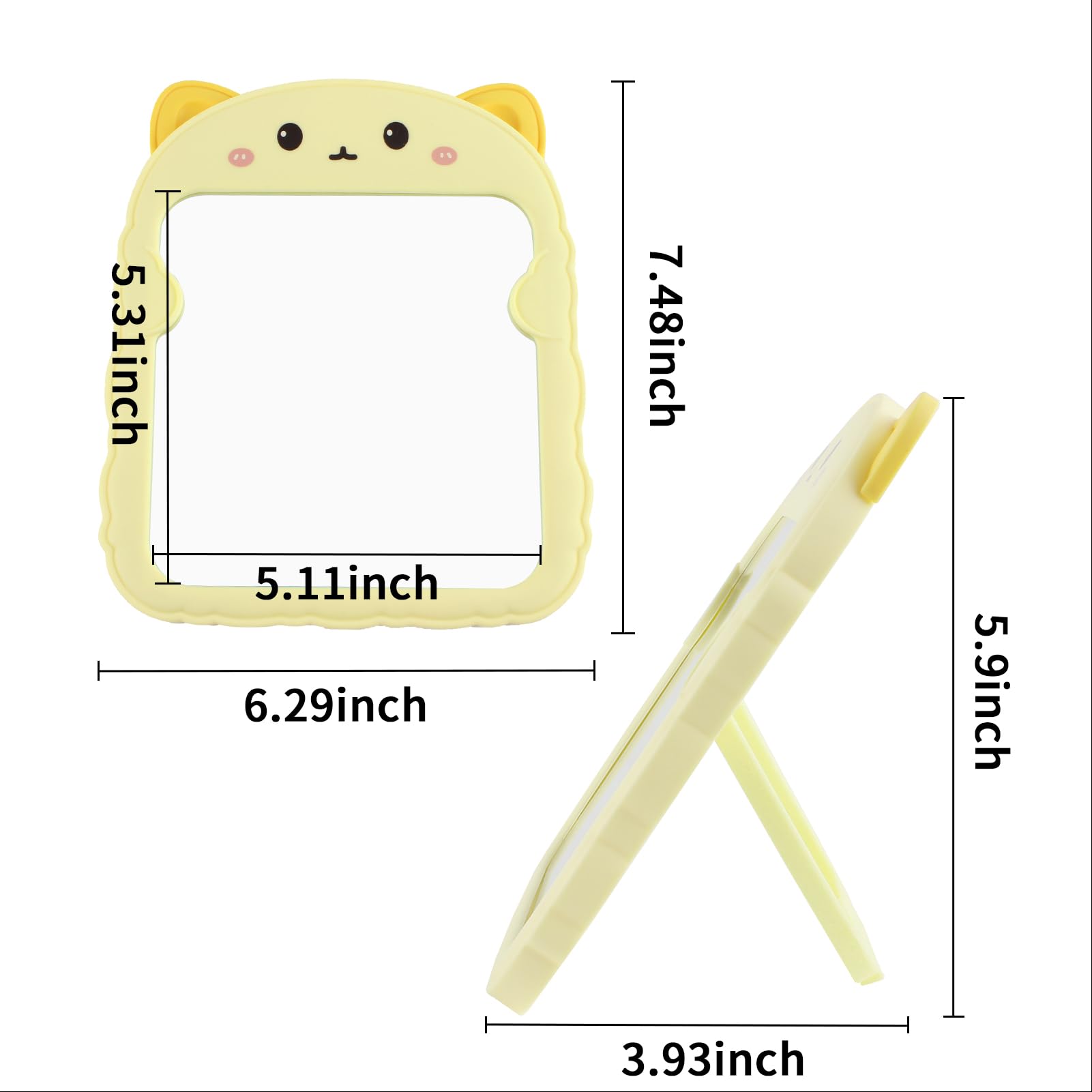 Cute Cartoon Cat Desk Mirror with Stand - Portable Vanity Mirror for Girls & Kids, Perfect for Bedroom, Bathroom, Dorm & Travel | TBWHL