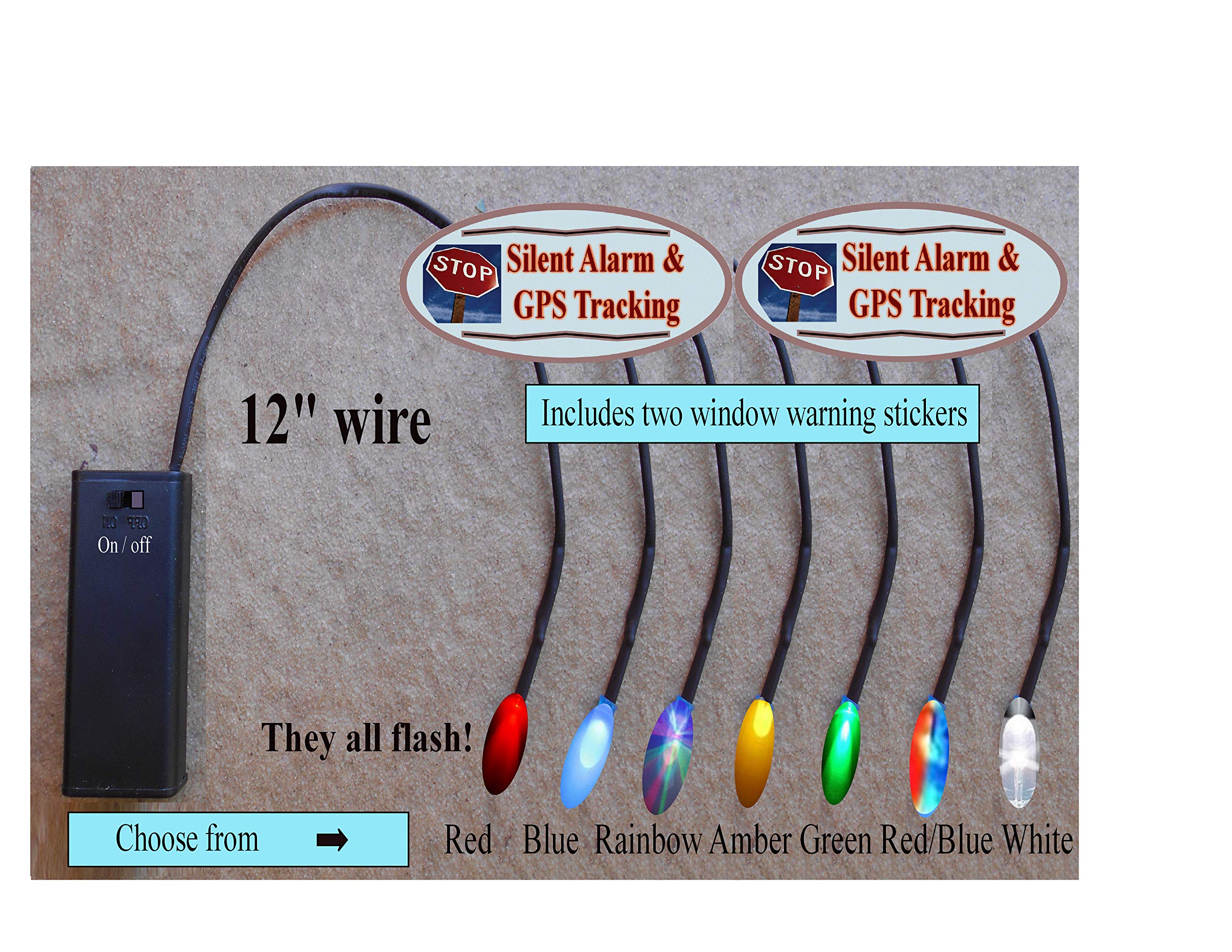 Slow Red Blinking LED Car Anti-Theft Alarm System - 1 Flash per Second Fake Security Light with On/Off Switch & 2 Window Warning Decals (AAA Battery Powered) - Perfect for Vehicle Protection, Parking Security & Burglary Deterrent
