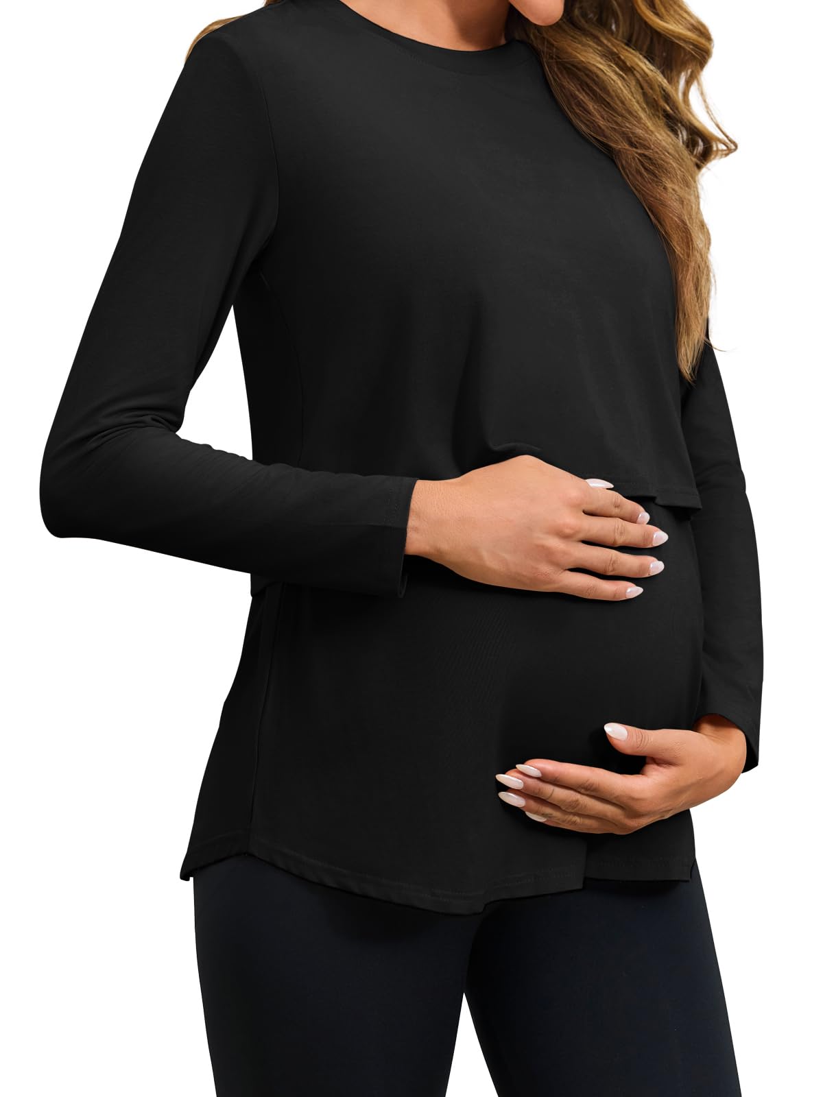 Tankaneo Women's Maternity Nursing Tops - Soft Long Sleeve Double Layer Breastfeeding Shirts for Pregnancy & Nursing | Comfortable Nursing Clothes for Daily Wear, Work & Outings