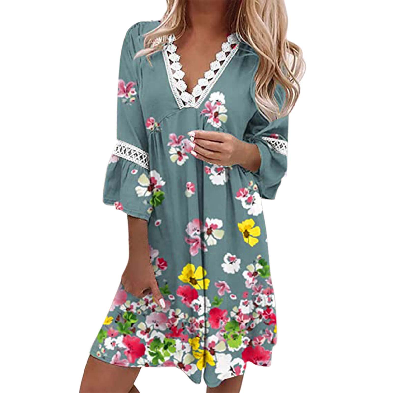 Xiloccer Women's Floral Party Shirt Dress - Casual Wedding Guest Dress, Summer & Spring Sundress, Elegant Dressing Gown for Beach, Vacation & Special Occasions