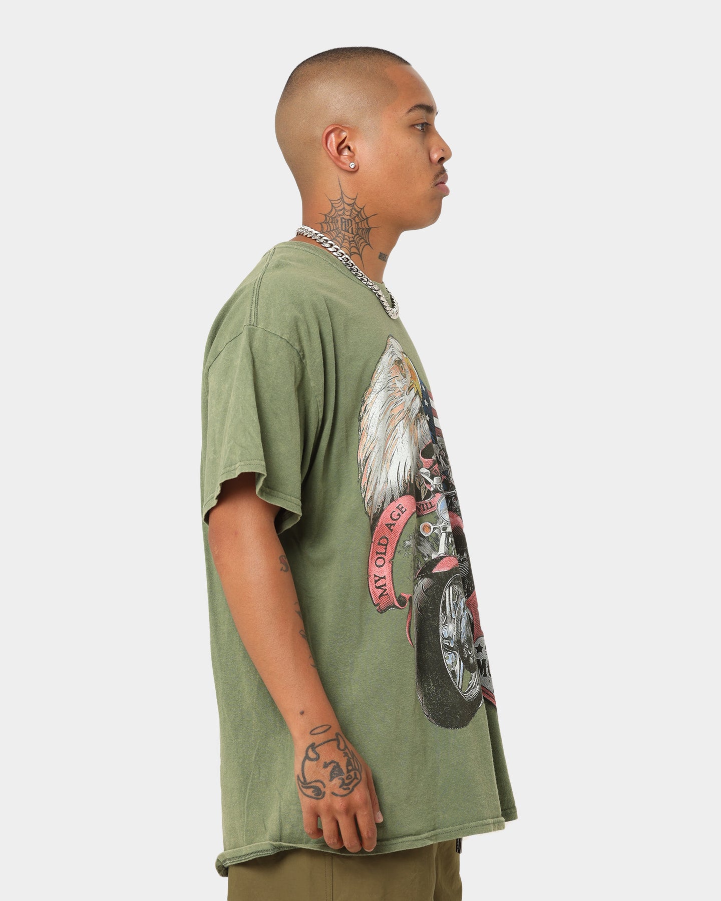 American Thrift Eagle Moto Club T-Shirt - Military Style Biker Tee for Men | Motorcycle Riding & Casual Outfit