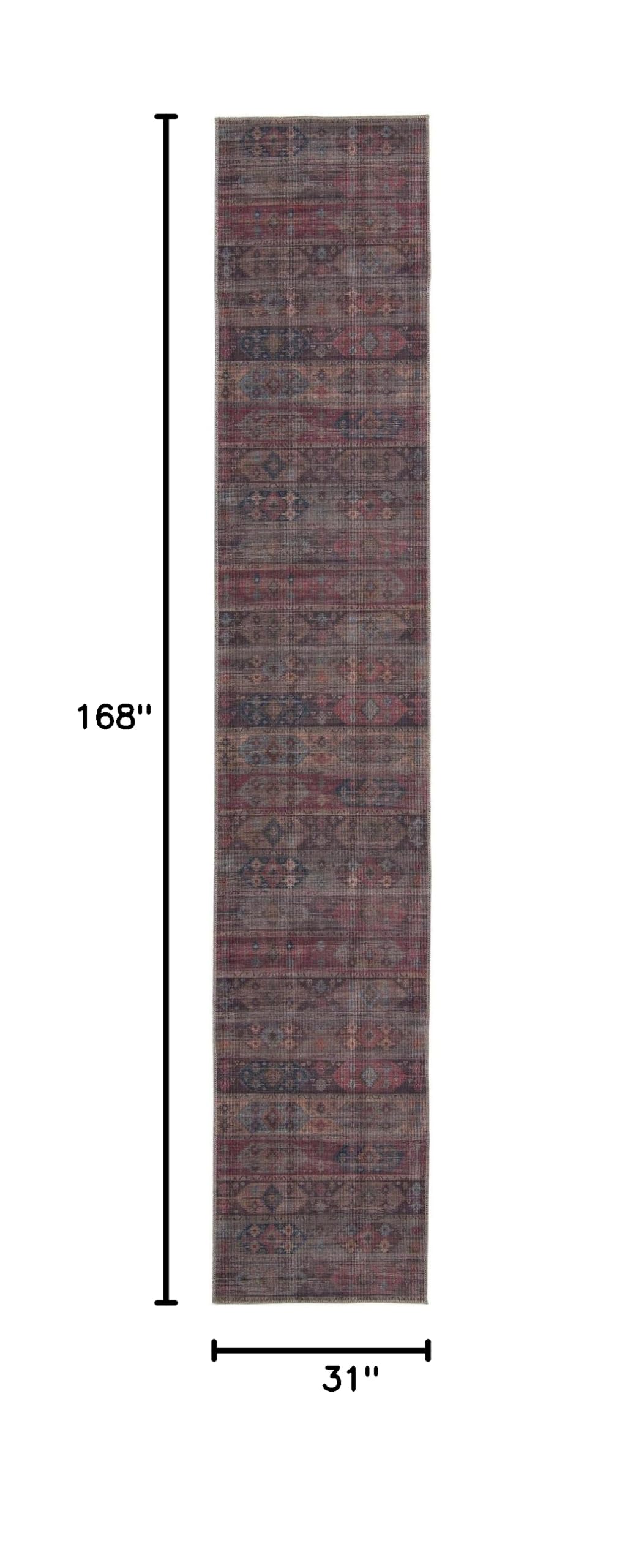 Washable Flatweave Runner Rug 14 Ft – Sisu Collection by Rugs.com | Non-Slip Hallway & Entryway Rug for High Traffic Areas | Easy Clean Multi-Pattern Design for Living Rooms, Bedrooms & Dorm Decor