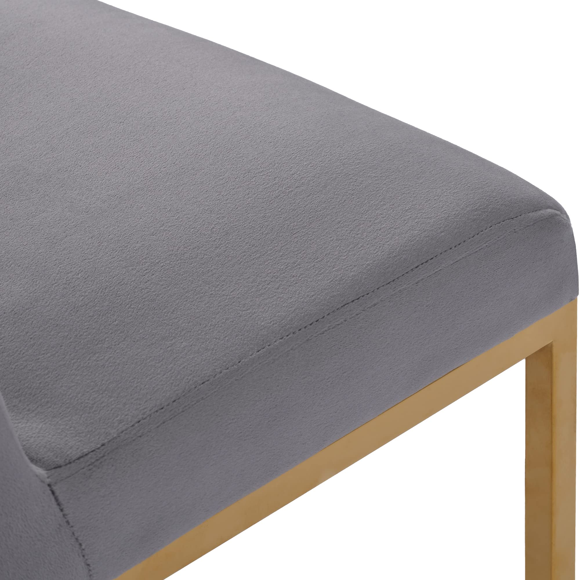 Modern Minimalist Velvet Upholstered Dining Chairs Set of 2 - Armless Accent Chairs with Gold Metal Base for Living Room, Kitchen, Vanity or Patio - Soft Gray Velvet Seating for Home Decor & Entertaining