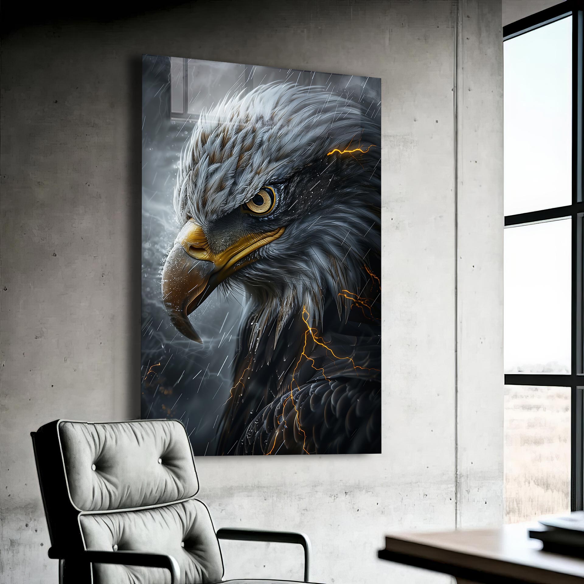 Wild Eagle Tempered Glass Wall Art - Stunning Home Decor for Living Room, Office & Bedroom - Shatterproof & Durable Glass Artwork