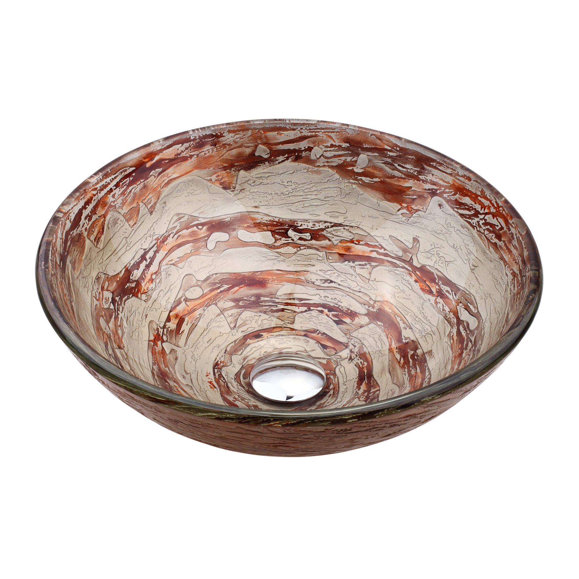 Ares Glass Vessel Bathroom Sink with PU-MR Oil Rubbed Bronze Finish - Modern Above Counter Bathroom Vanity Sink for Luxury Home & Hotel Renovation